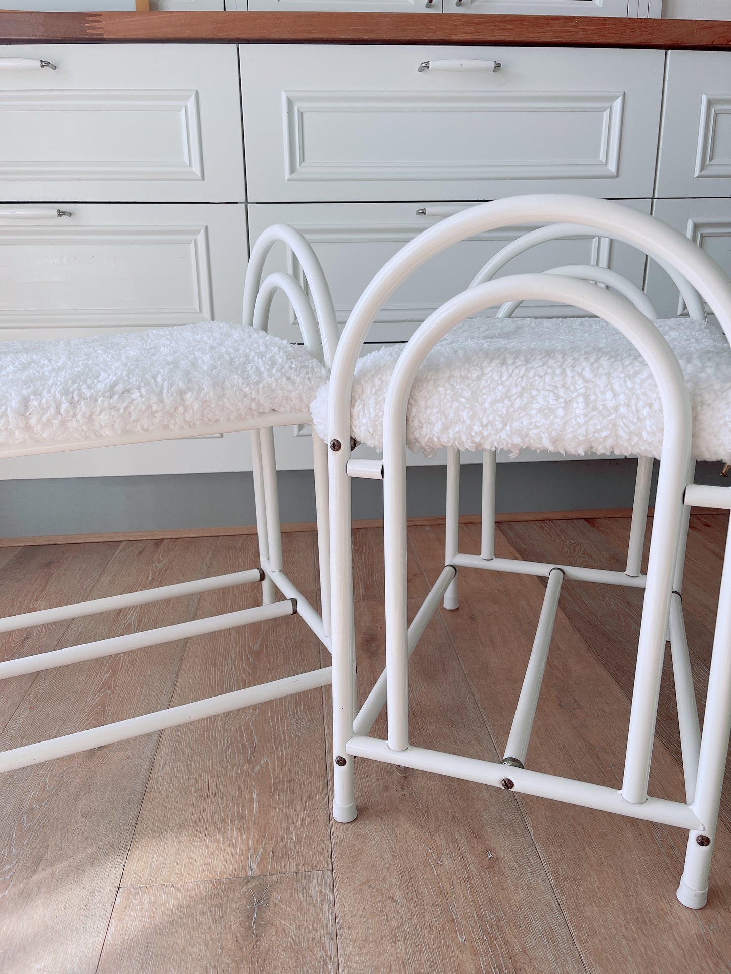 80’s Rainbow Metal & Sheepskin Stool - 2 Available