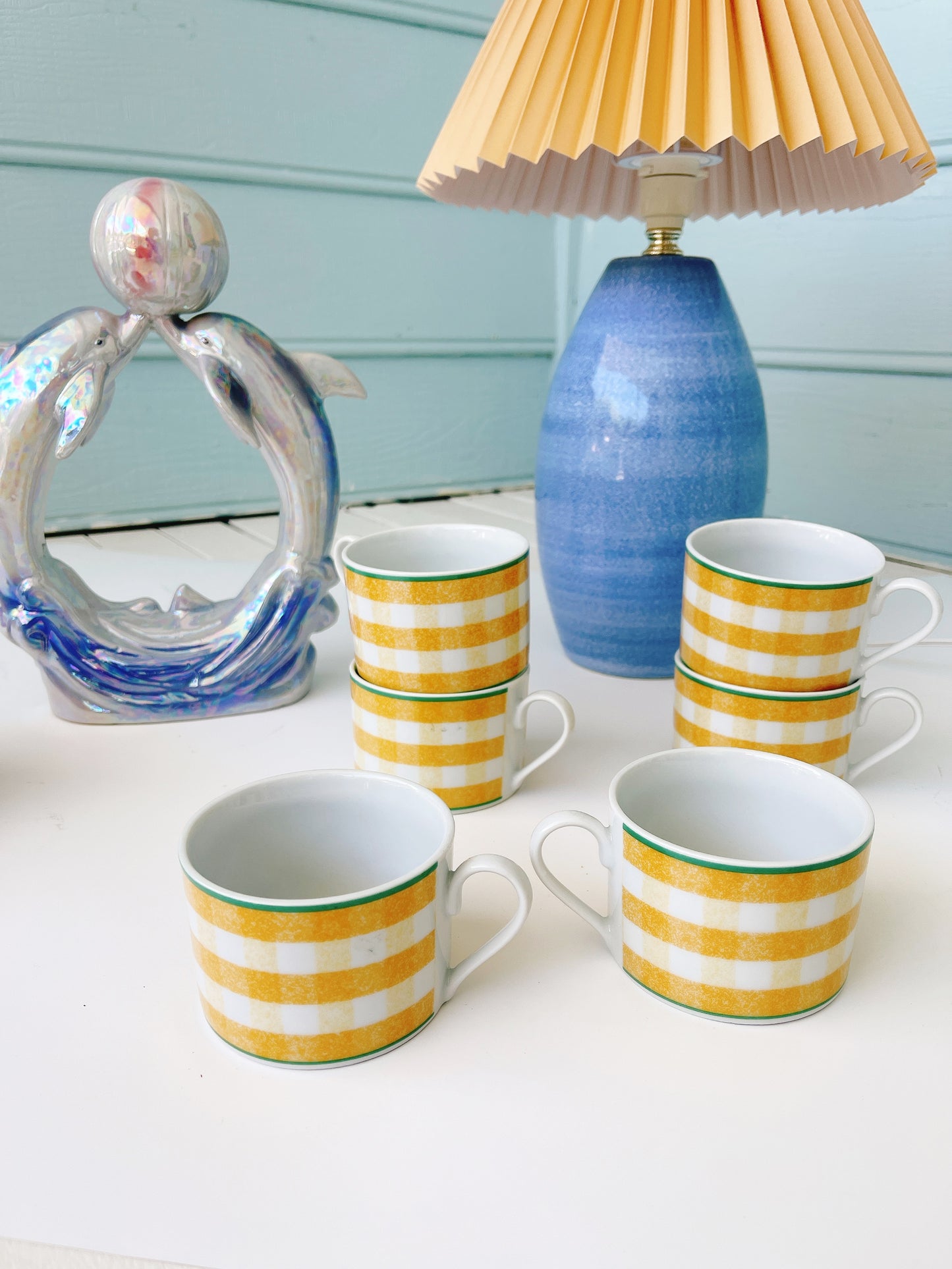 1996 Gingham Yellow Coffee Mugs