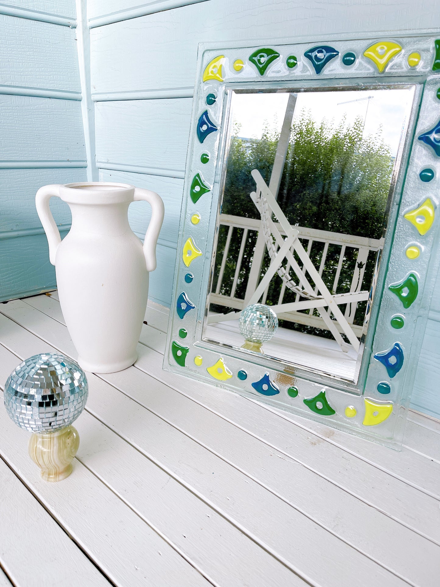 Vintage Glass 80’s Shapes Mirror