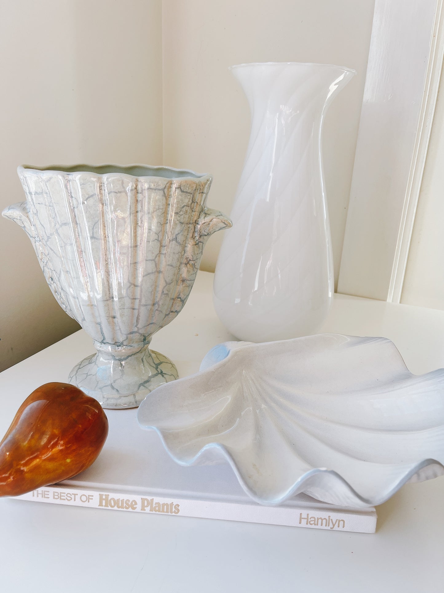 Large White Swirl Vase