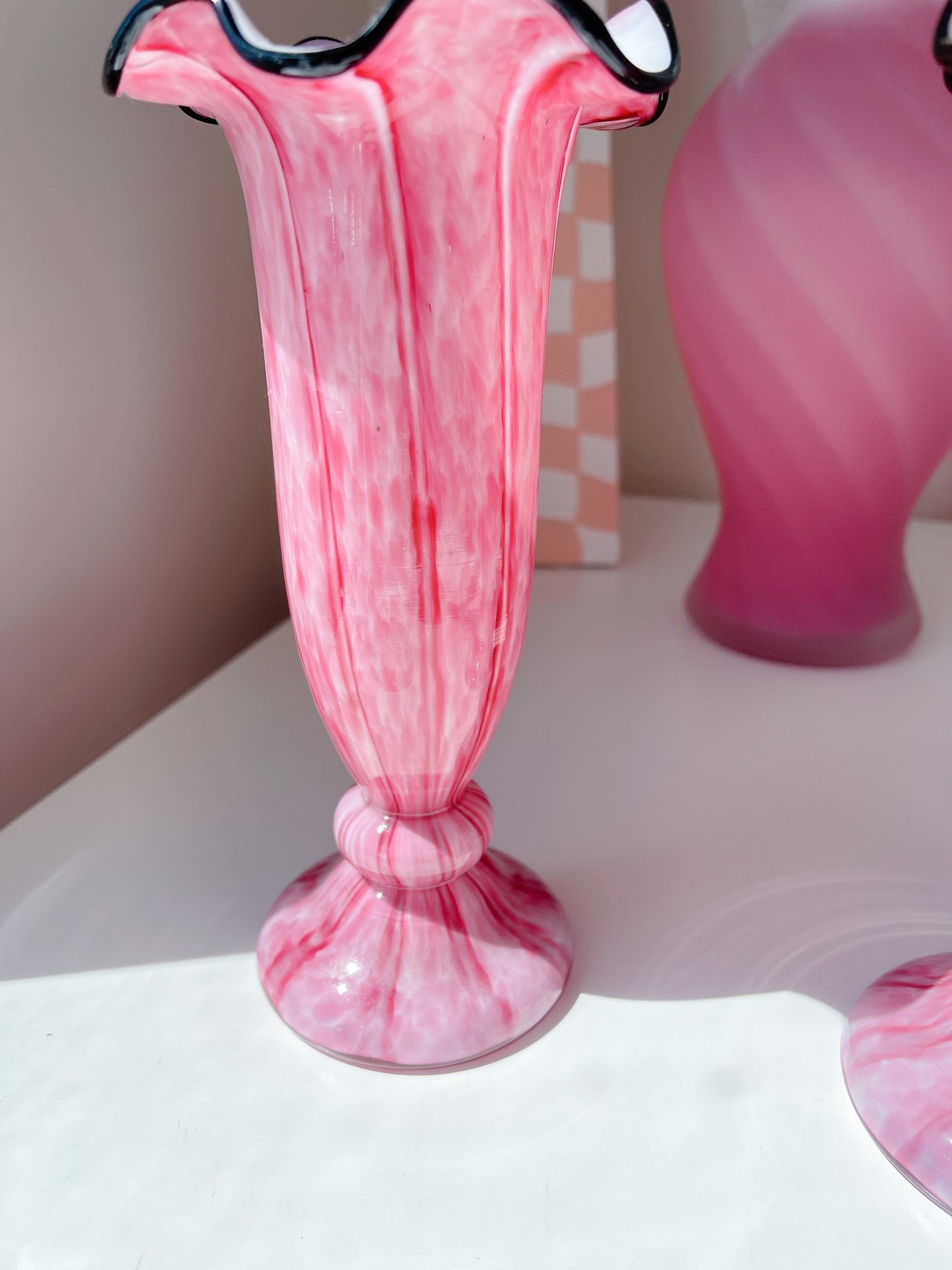 Set 2 Pink Filagree Vases