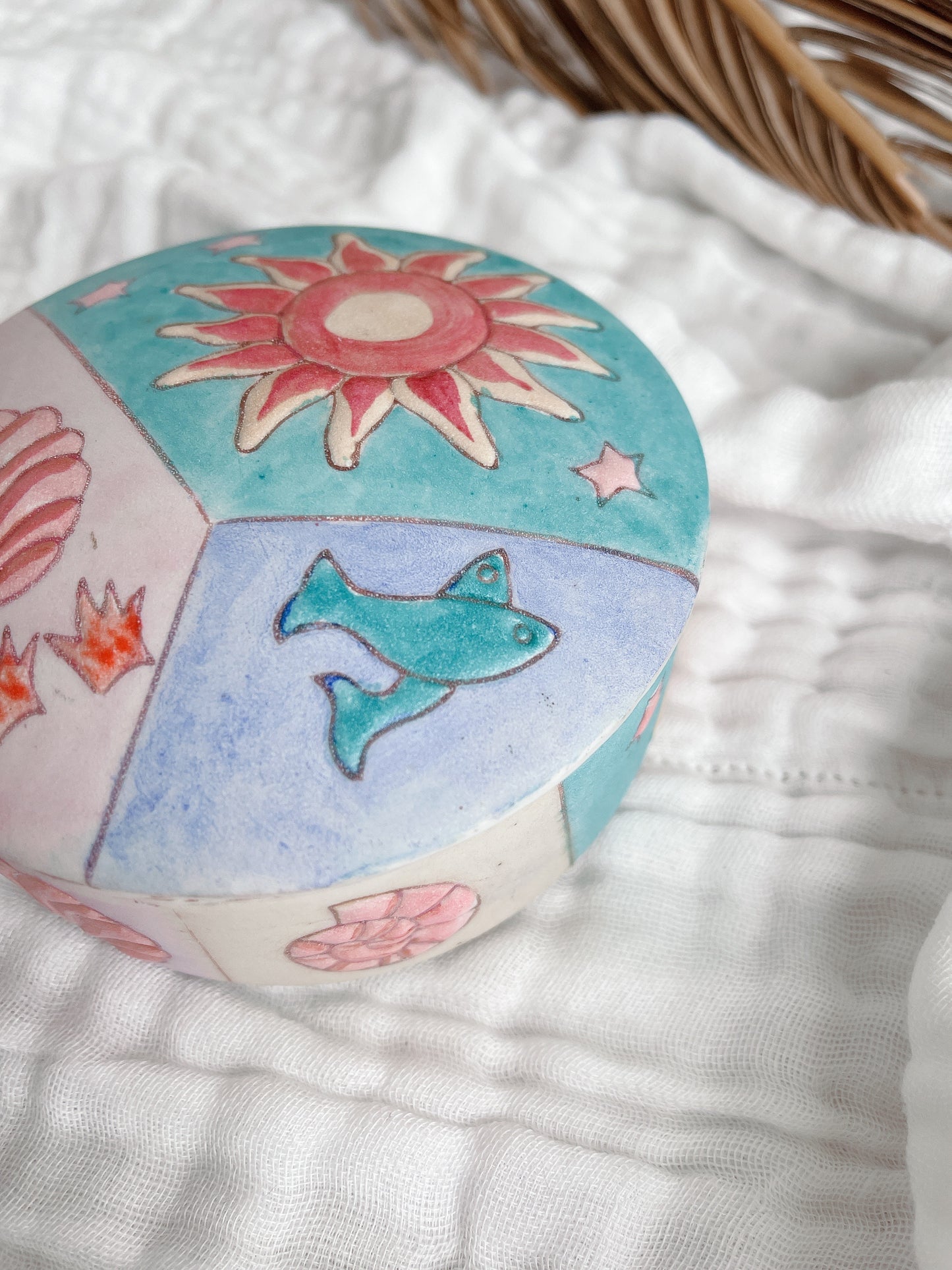 Vintage Porcelain Painted Trinket Box