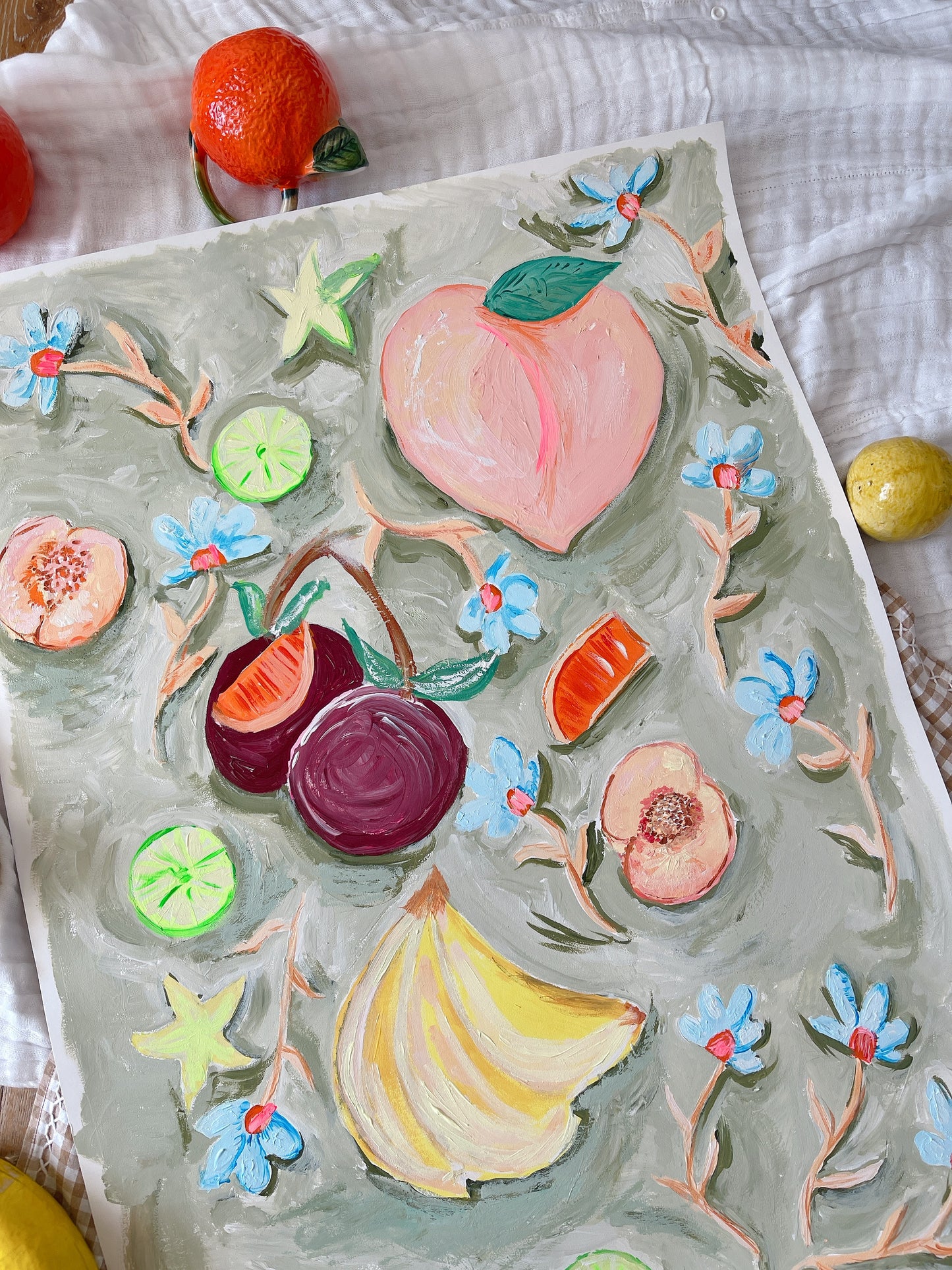 Handpainted Acrylic on Paper ‘Gone Fruity’