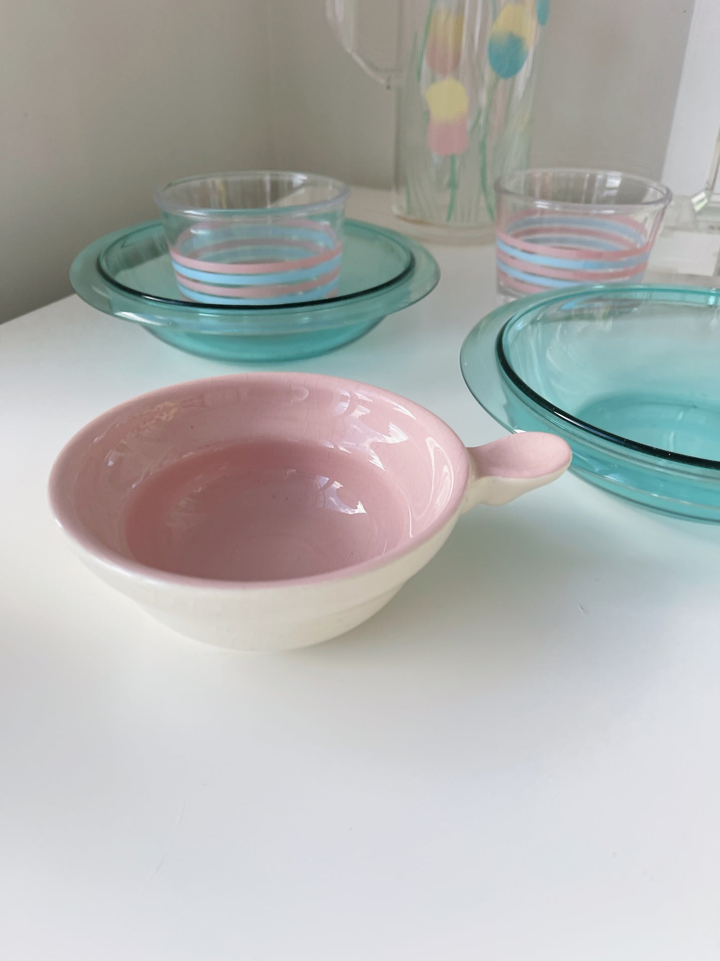 Vintage Handled Pink Bowl