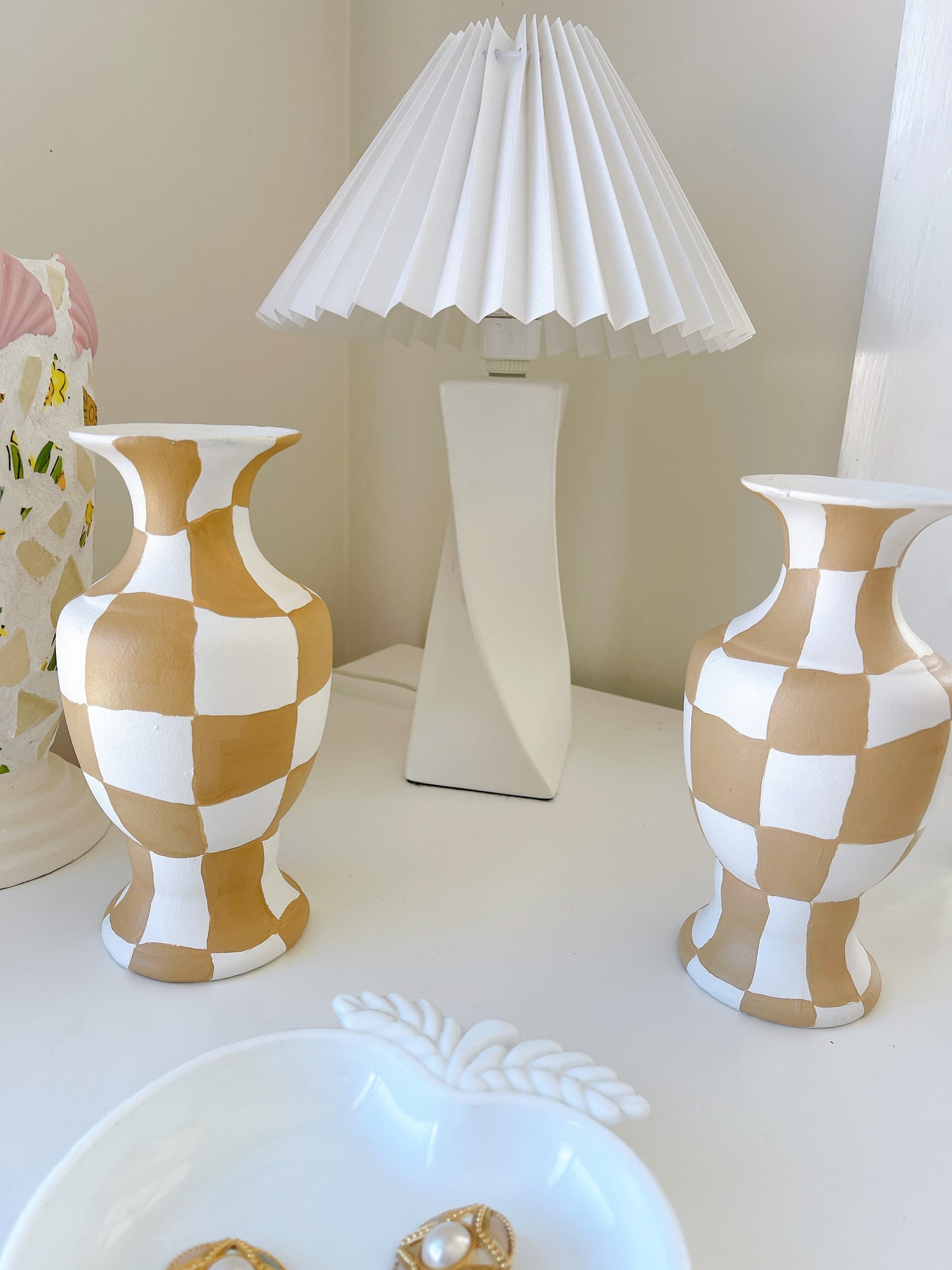 Handpainted Checkerboard Vase