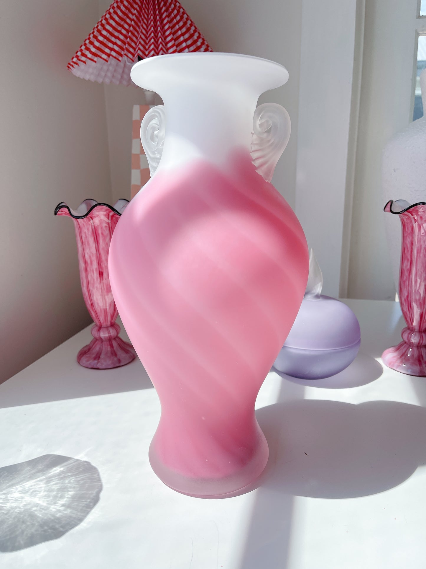 Vintage Kamei Japan Frosted Glass Vase