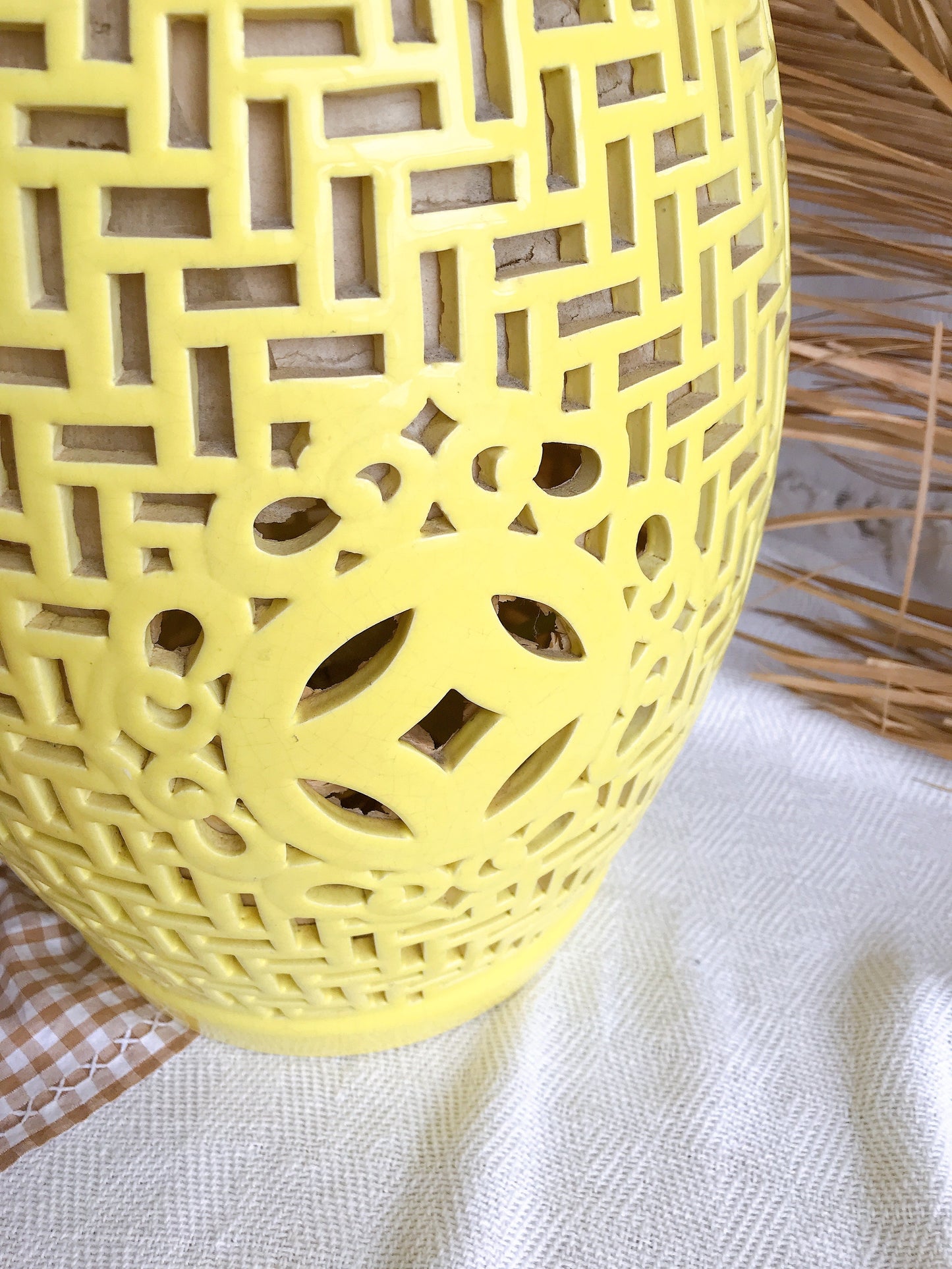 Yellow Ceramic Stool Lamp