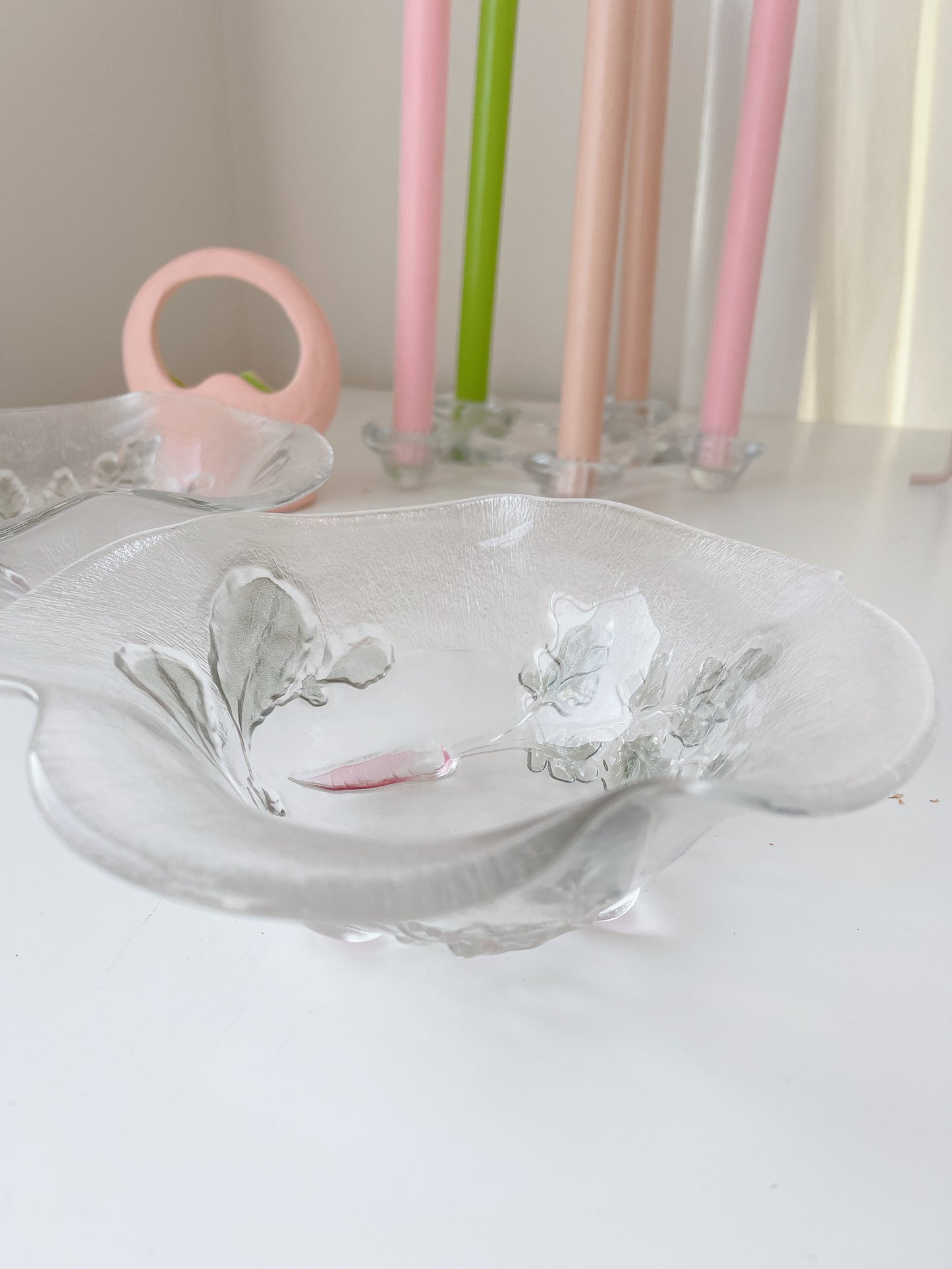 Set 2 Vintage Glass Radish Bowls