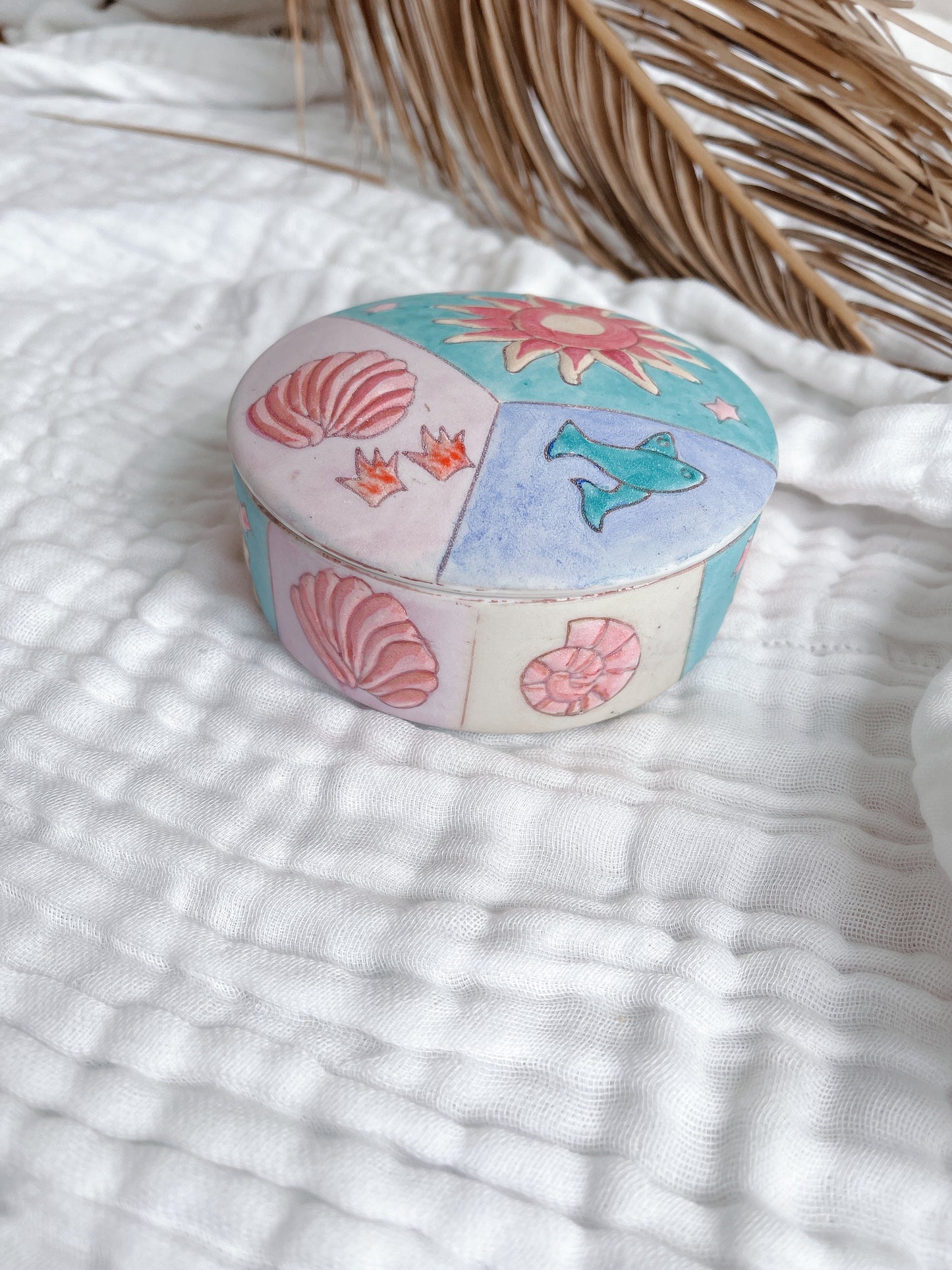Vintage Porcelain Painted Trinket Box