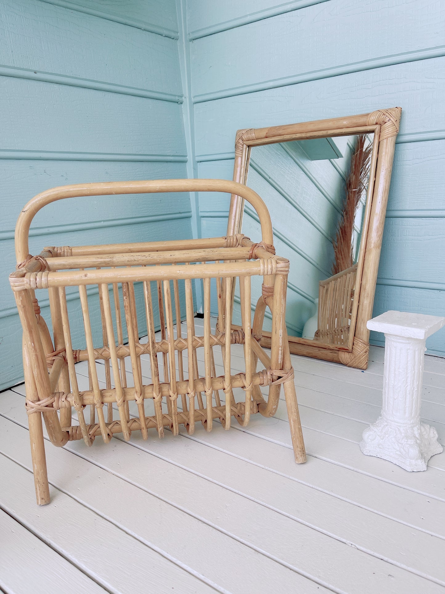 Vintage Cane Magazine Rack
