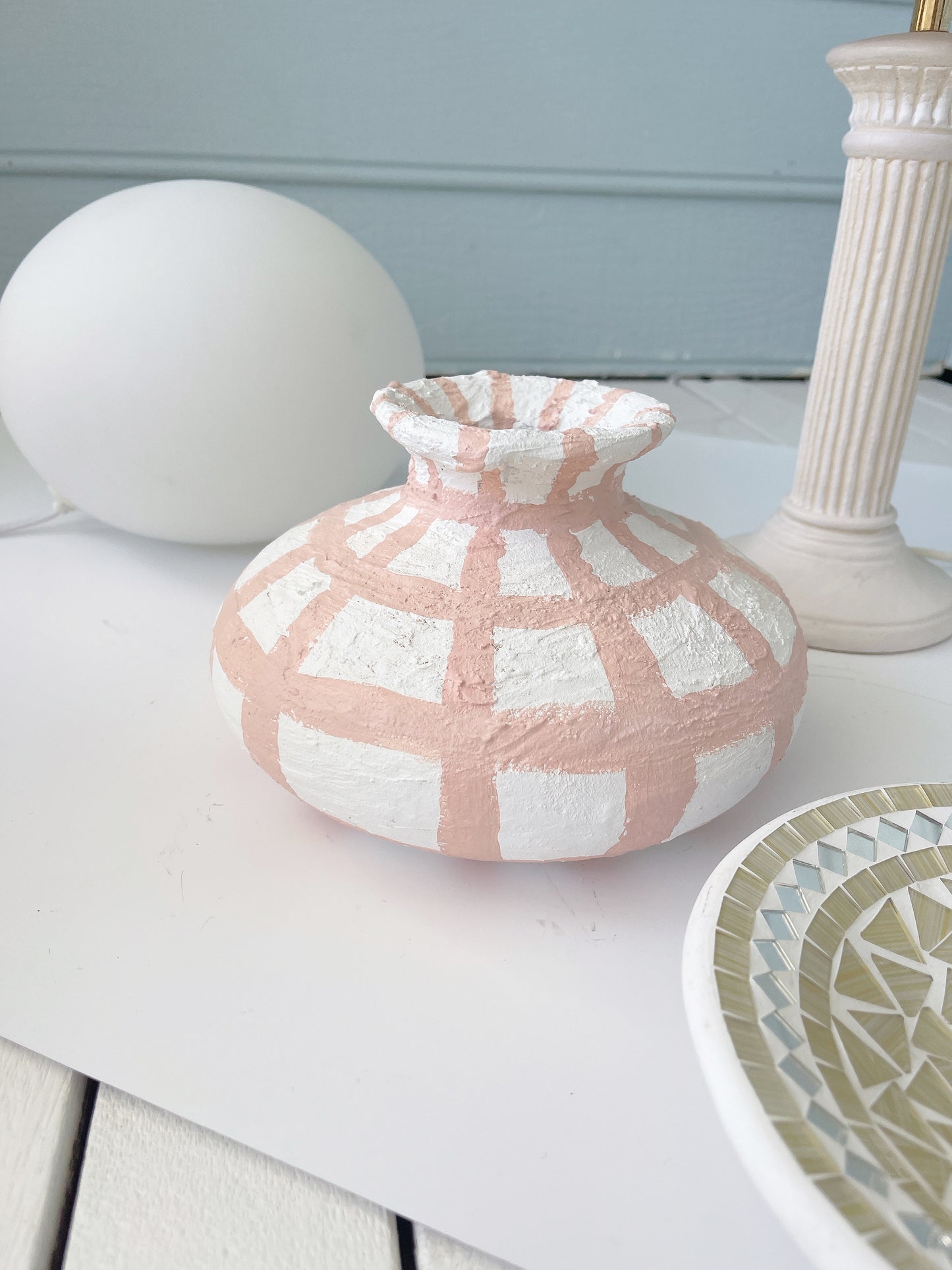 Handmade Textured Squat Vase