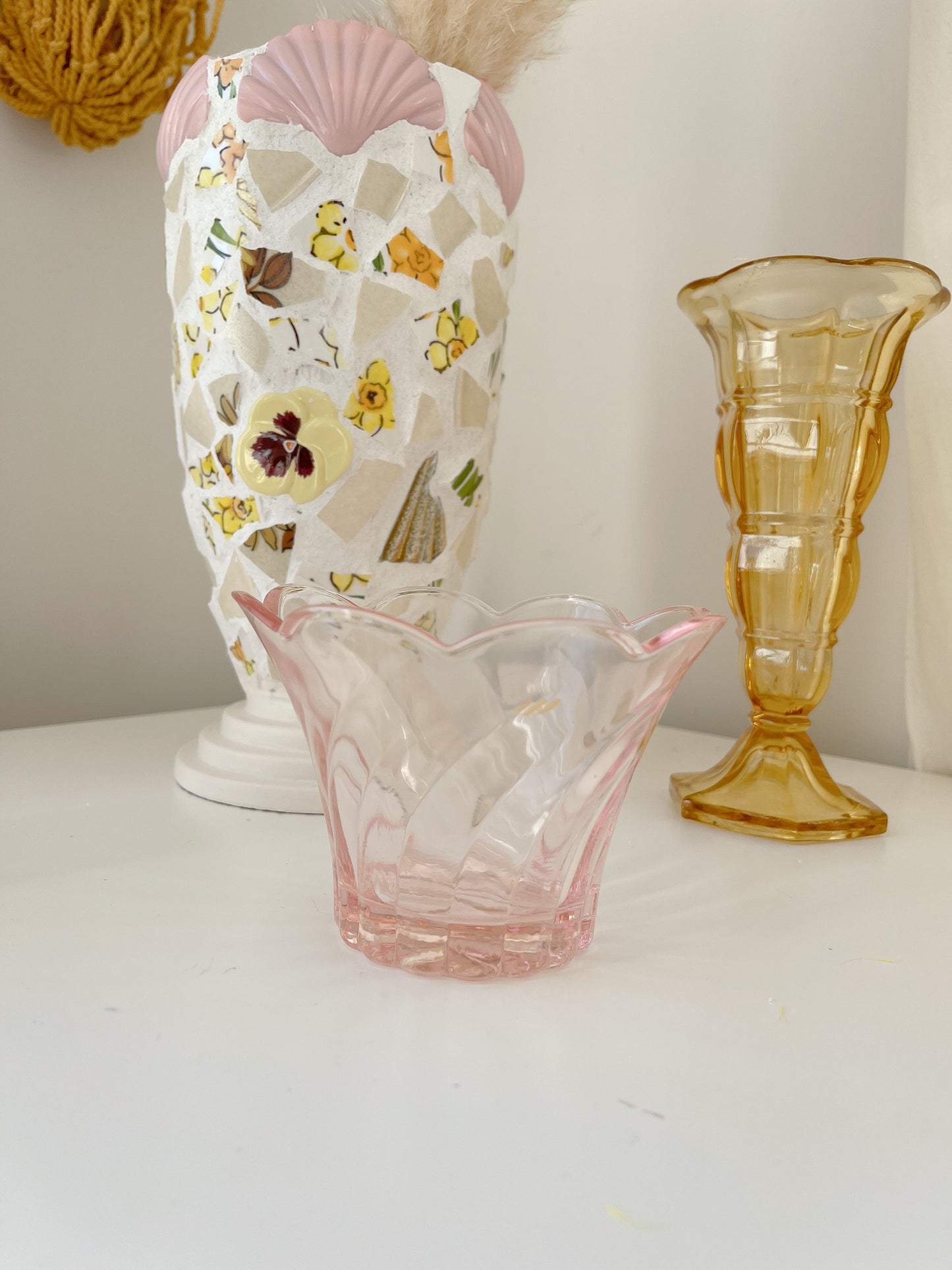 Vintage Pink Glass Bowl - Japan