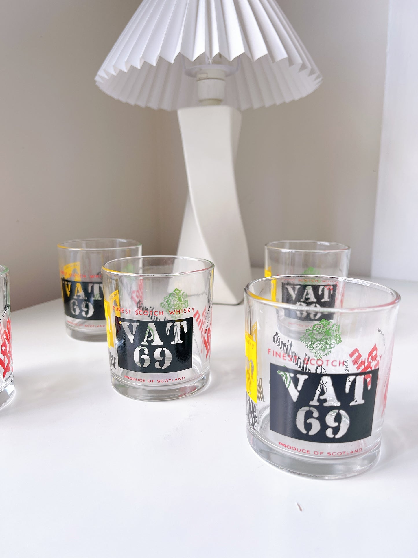 Set 5 Vintage ‘Vat 69’ Whisky Glasses