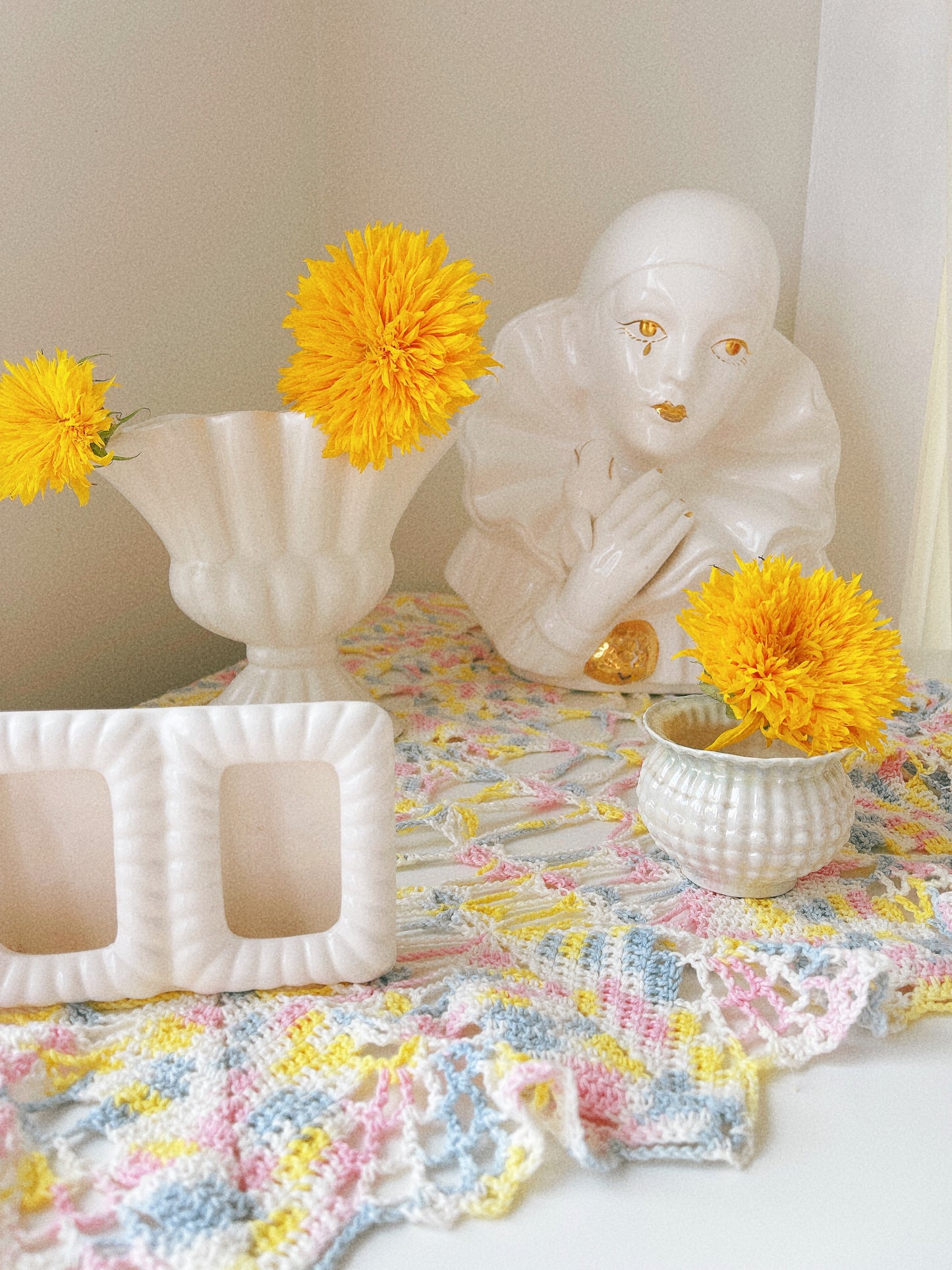 Small Porcelain Pearlescent Ribbed Vase