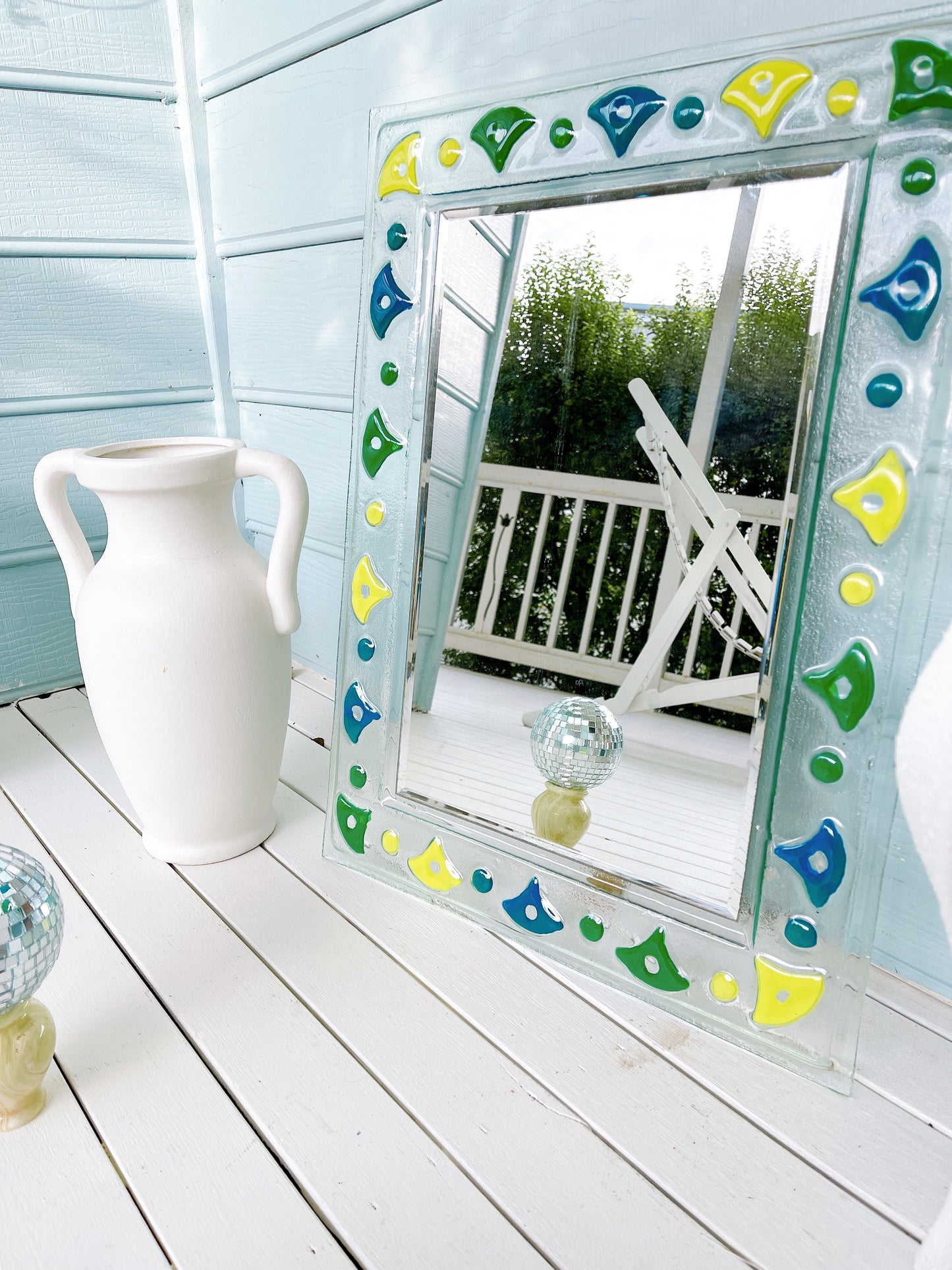 Vintage Glass 80’s Shapes Mirror