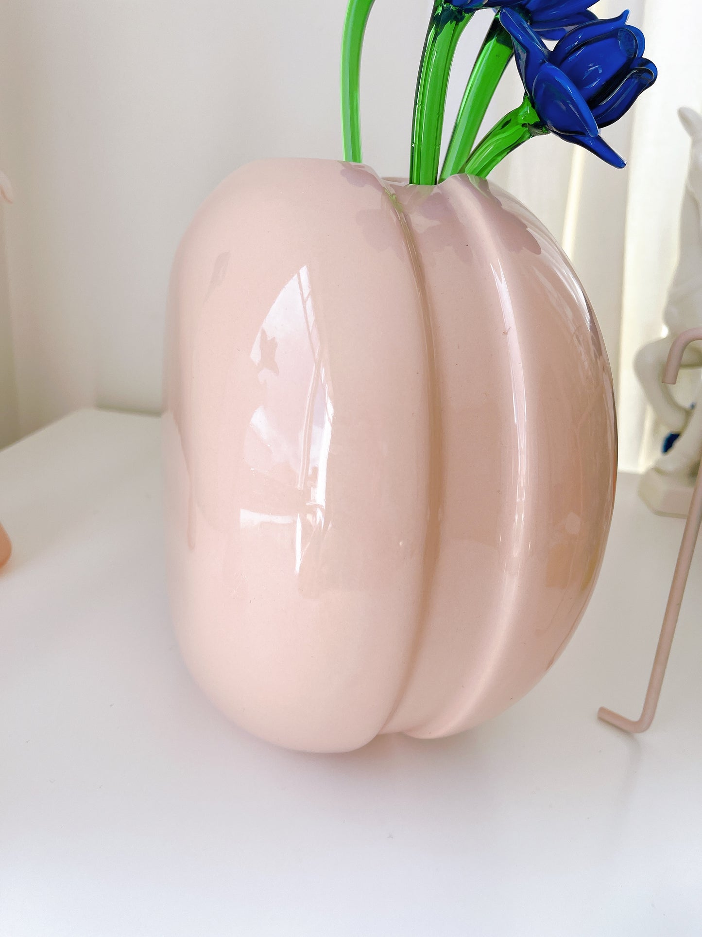 Large Vintage Baby Pink Vase - Made In Portugal
