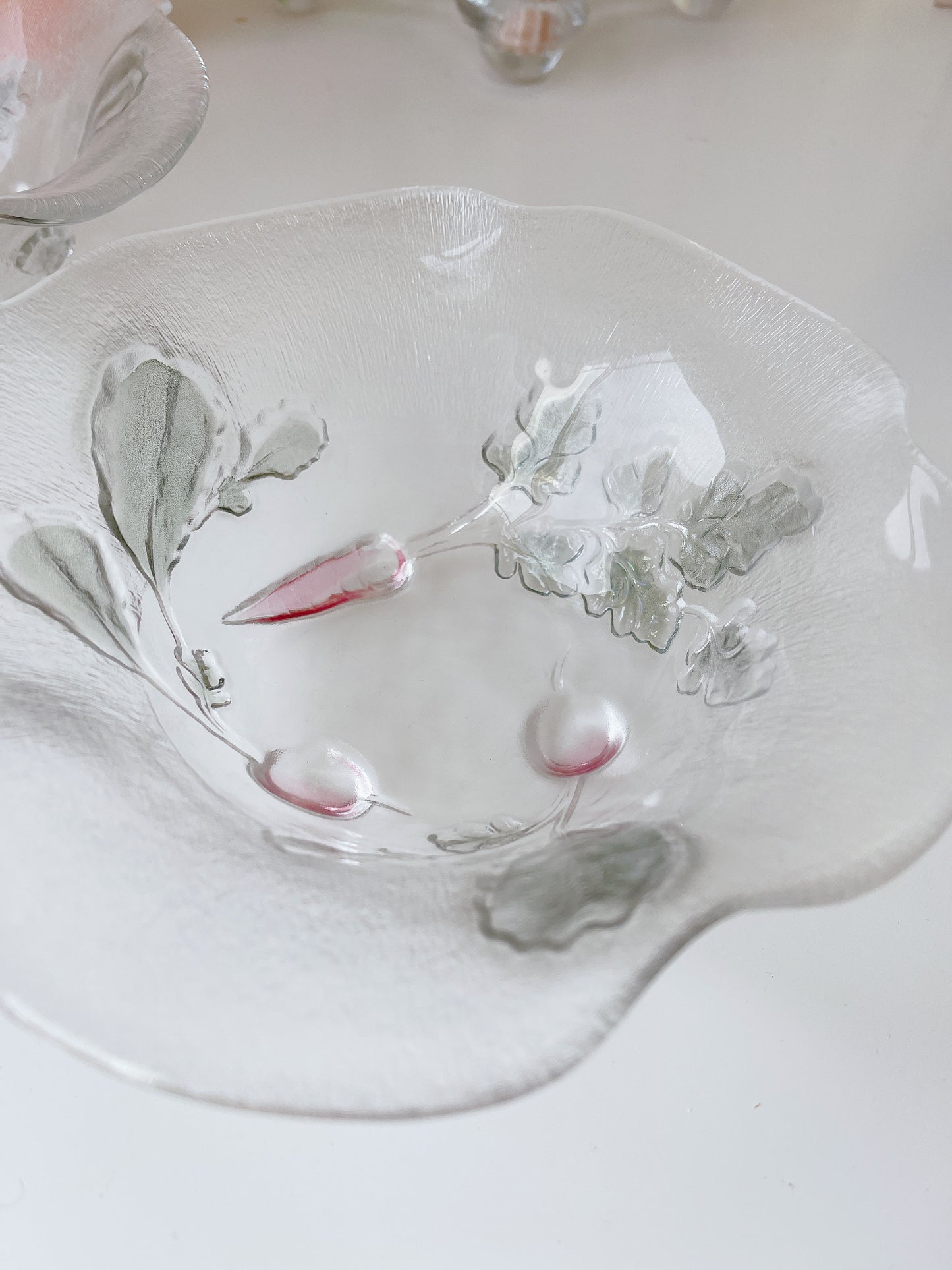 Set 2 Vintage Glass Radish Bowls