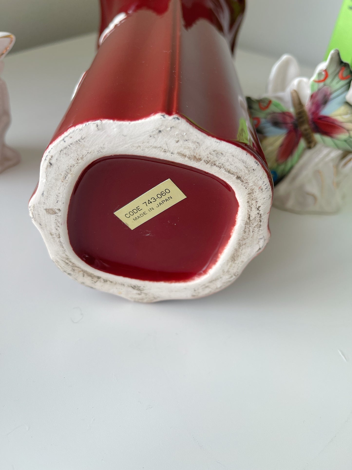 Vintage Butterfly Ceramic Vase - Japan