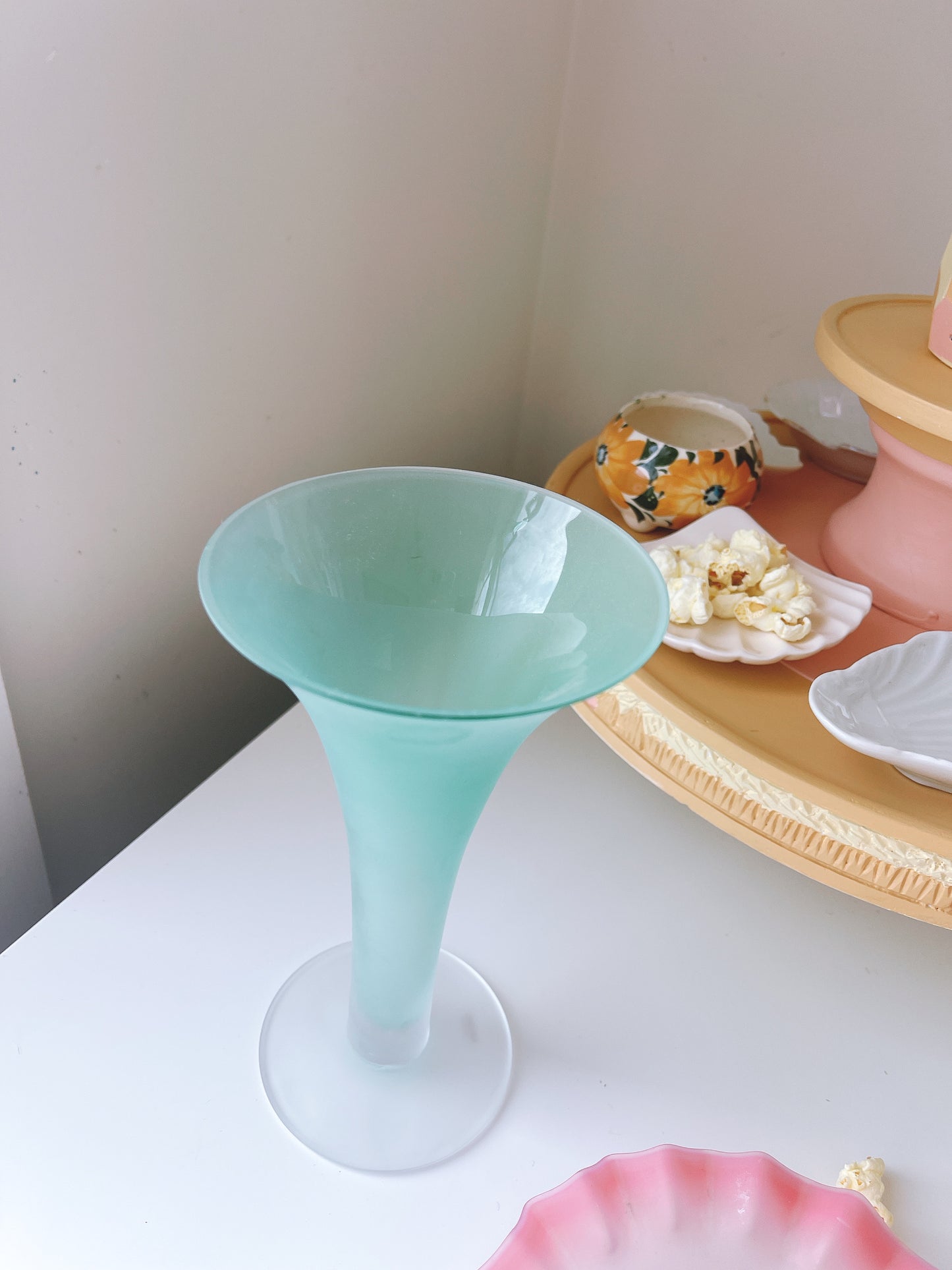 Vintage Trumpet Shaped Frosted Polish Vase - KROSNO