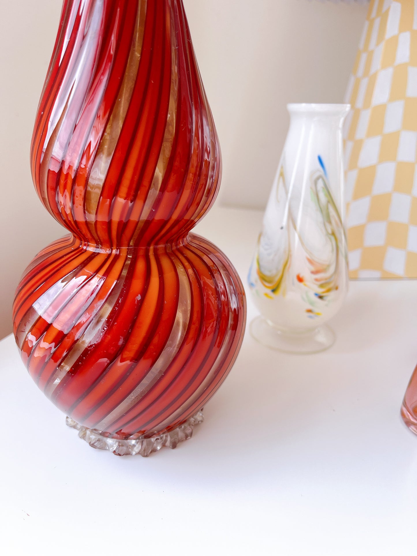 Vintage Murano Chocolate Stripe Vase -Italy