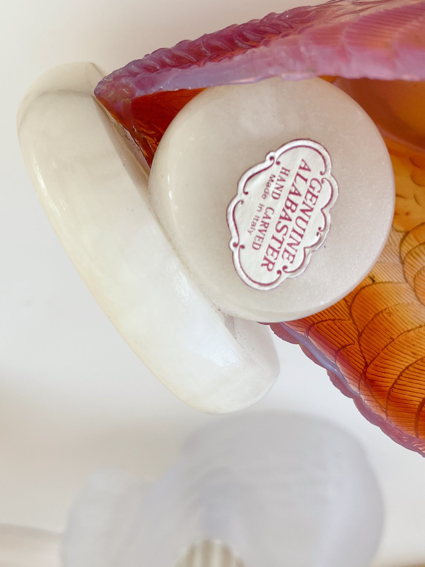 3x Small Round Alabaster Photo Frames