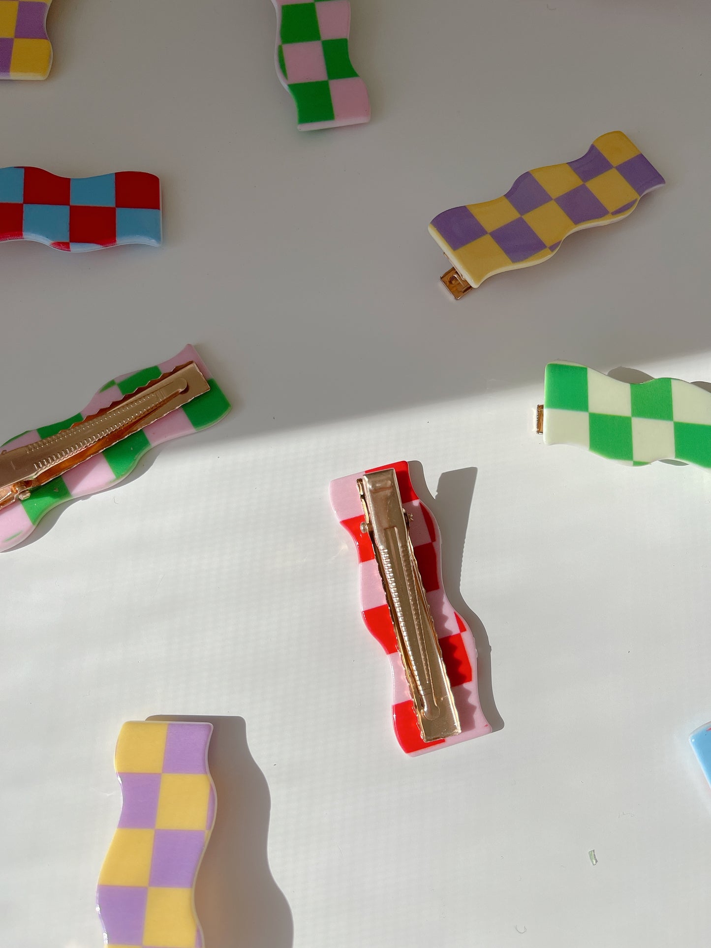 Checkerboard Wave Hairclips