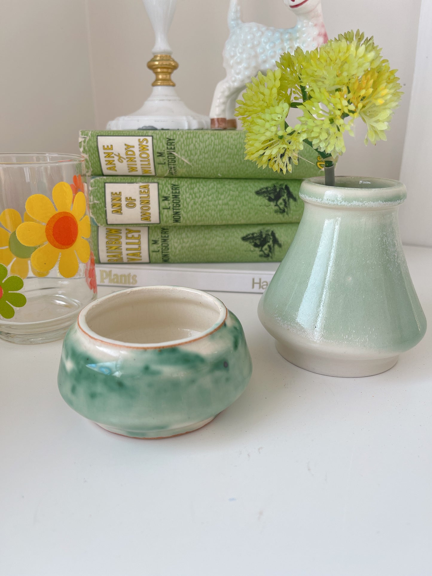 Set 2 Green Pottery Vessels