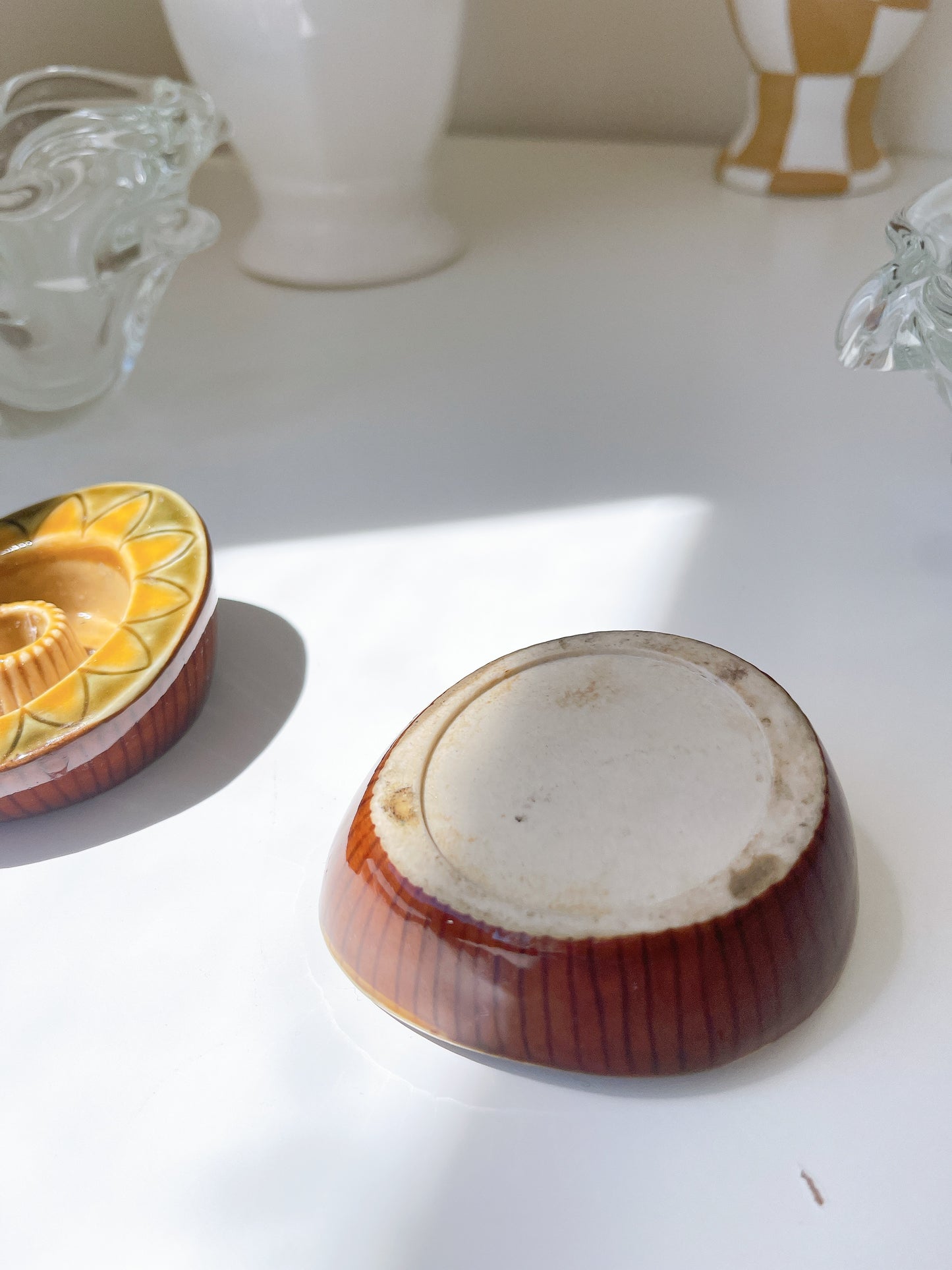 Set 2 Vintage Stoneware Candleholders