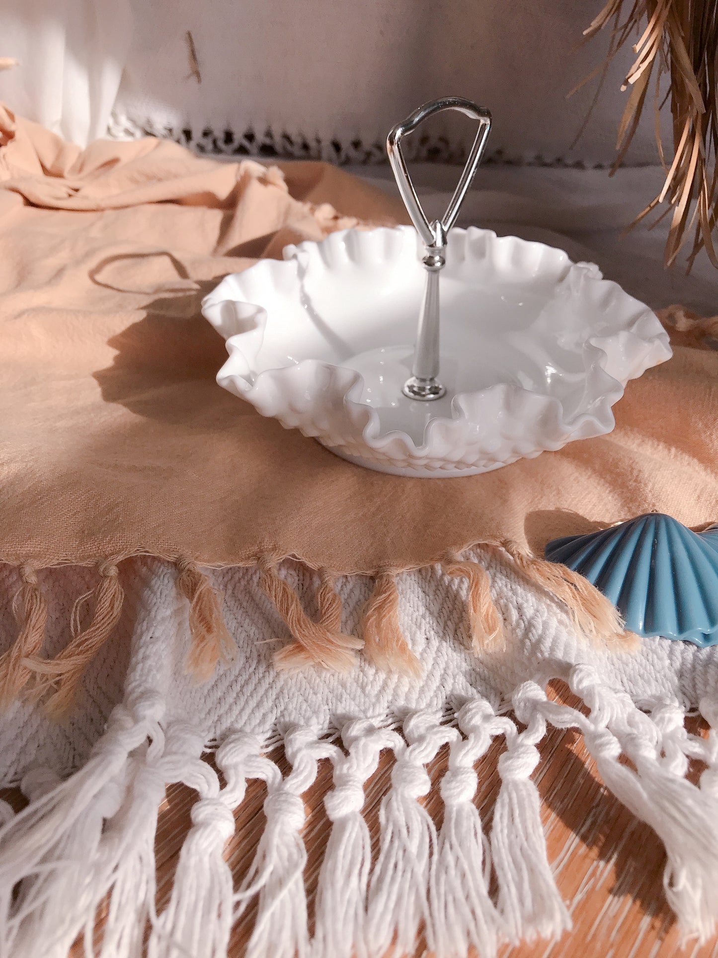 Vintage Milk Glass Filagree Bowl