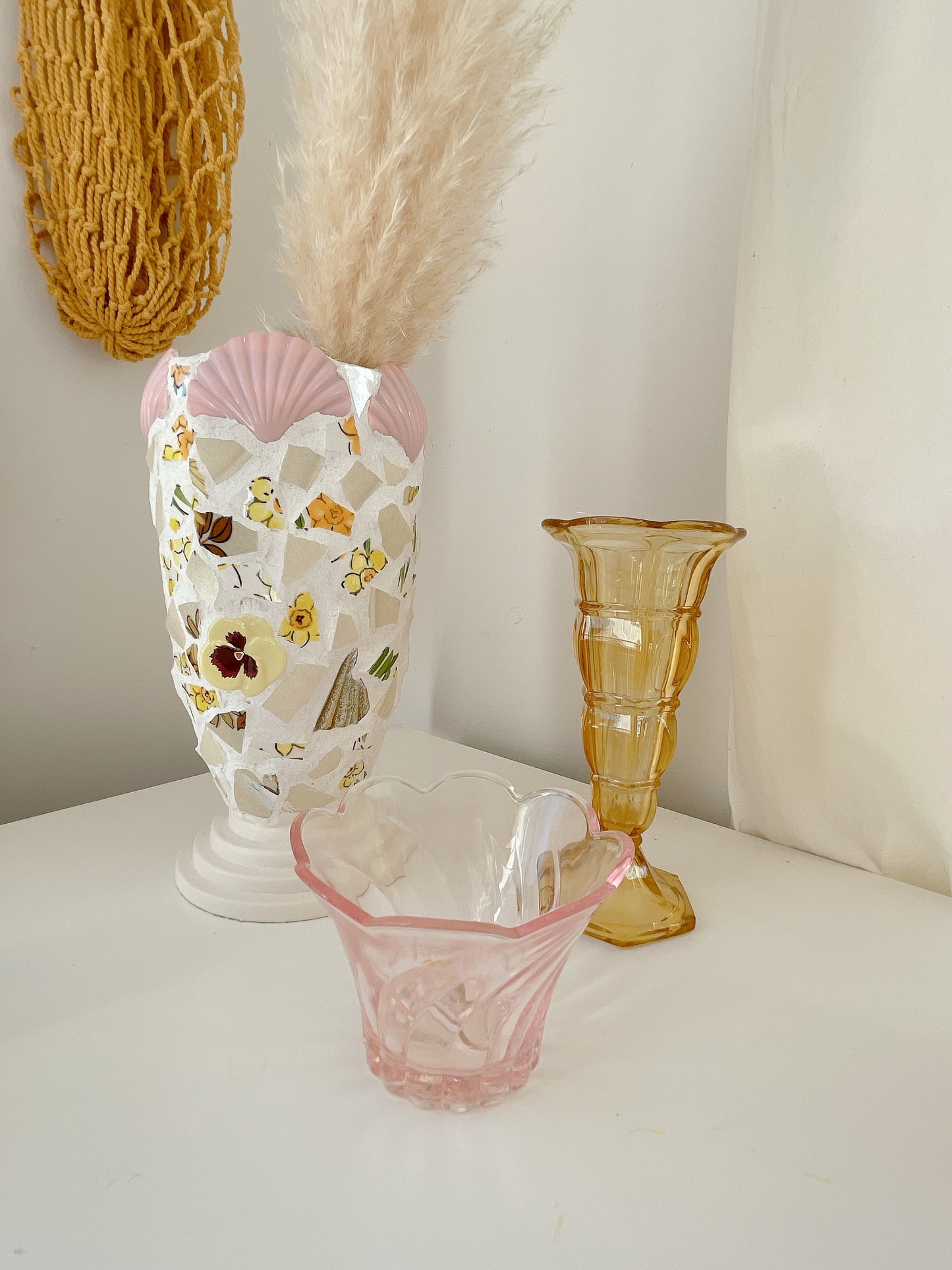 Vintage Pink Glass Bowl - Japan