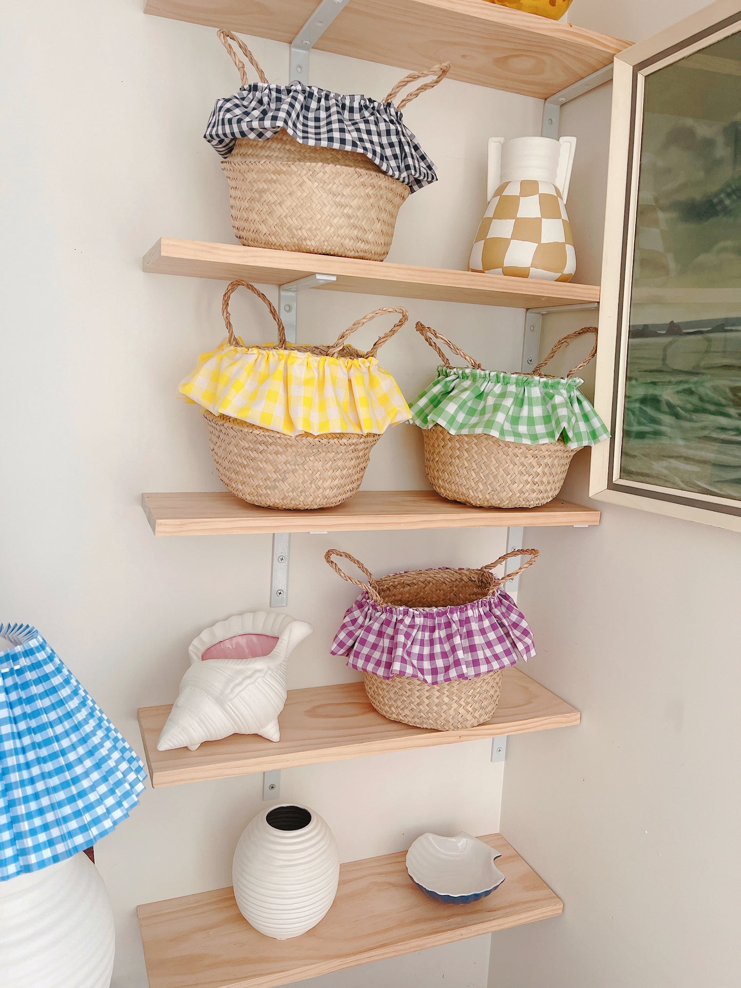 Small Handled Gingham Baskets