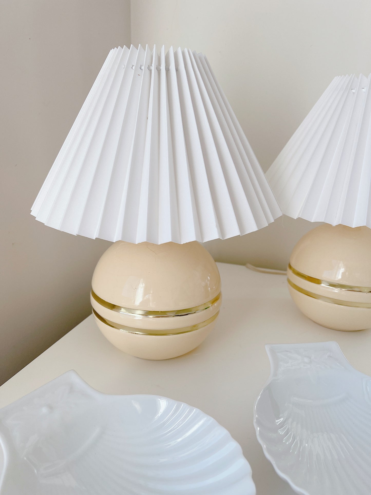 Vintage Ball Lamp with Pleated Lamp (Selling Separately)
