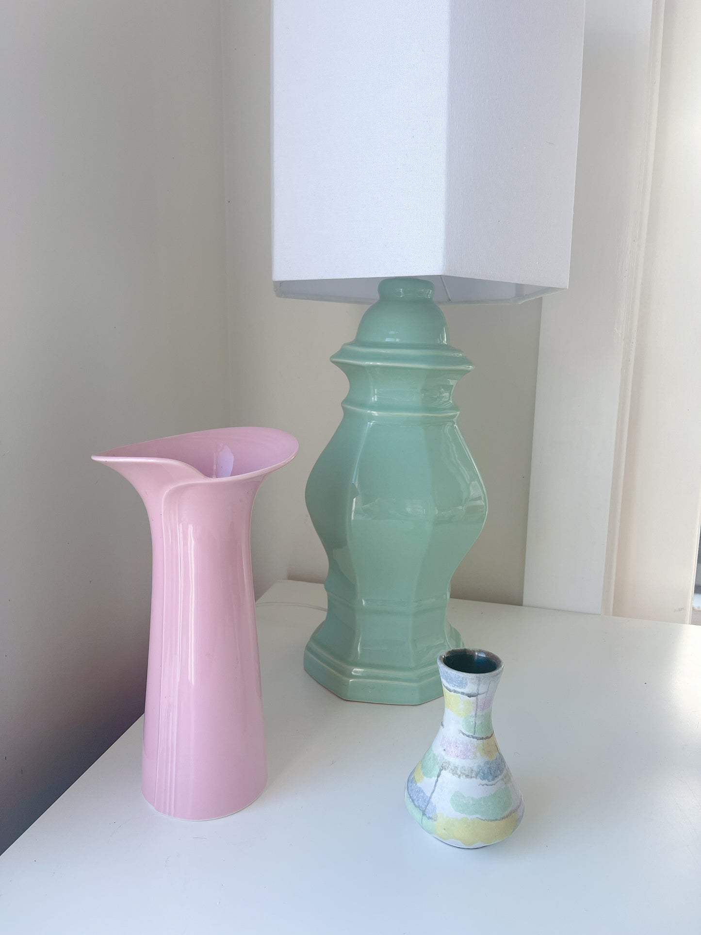 Vintage Large Mint Lamp with Shade