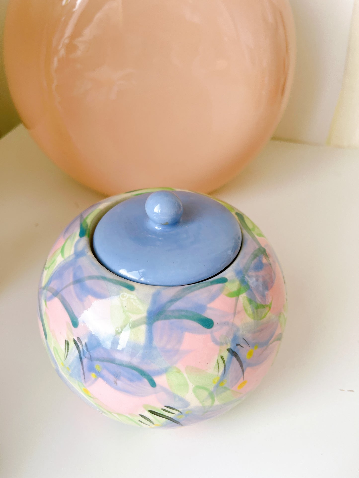 1988 Handpainted Lidded Ceramic Jar