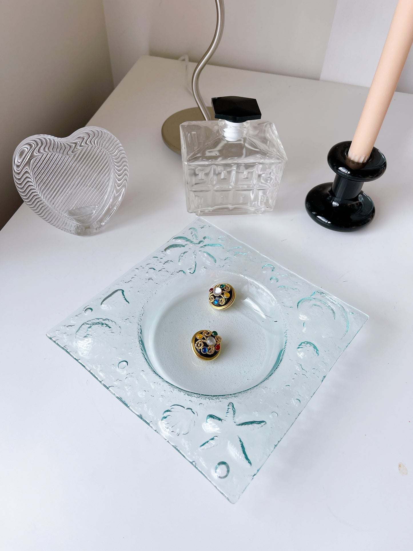 80’s Glass Square Trinket Dish