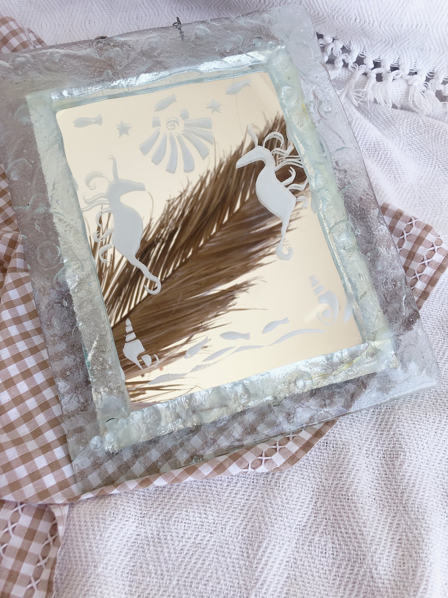 Vintage Glass Shell Mirror