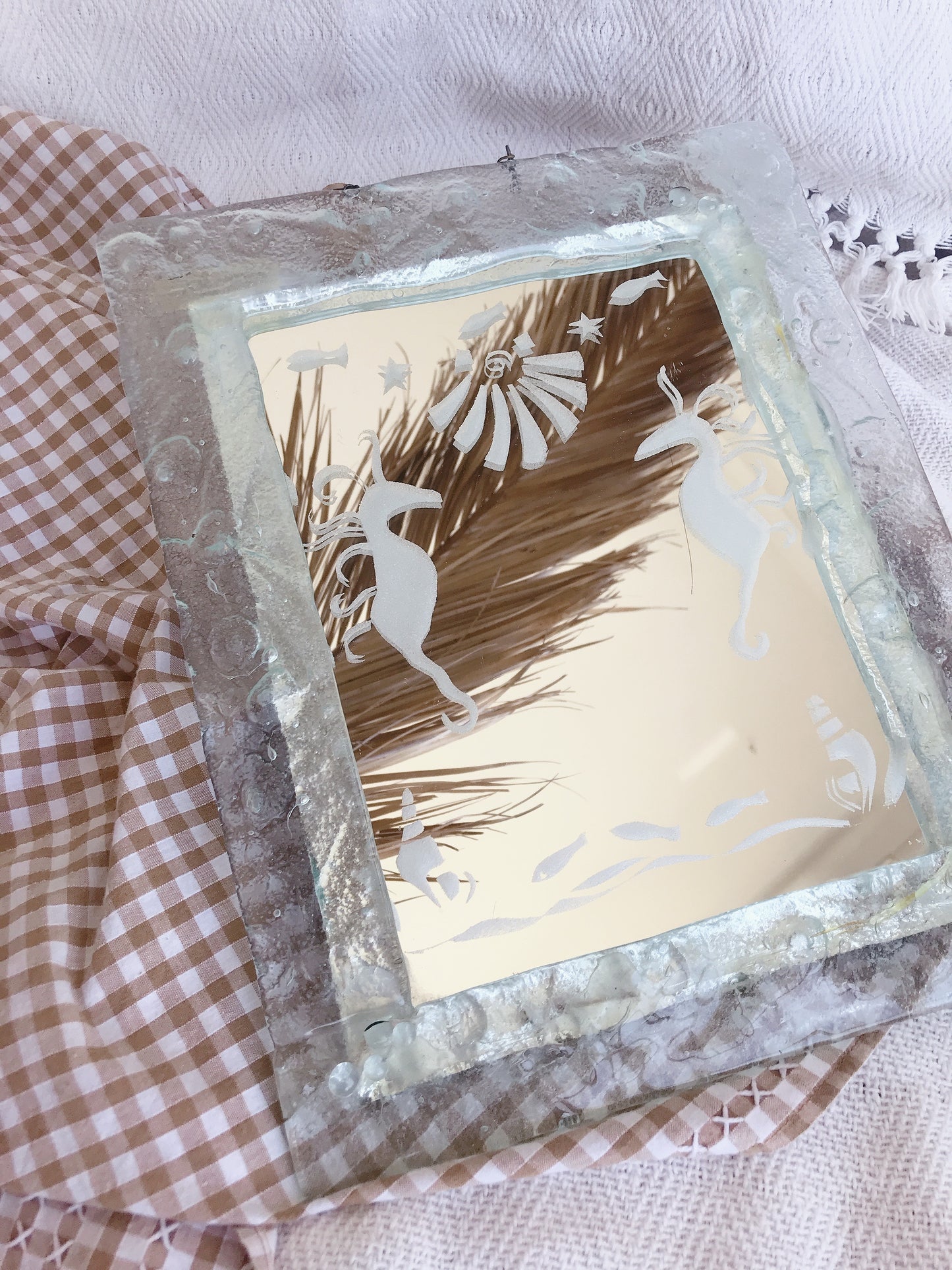 Vintage Glass Shell Mirror
