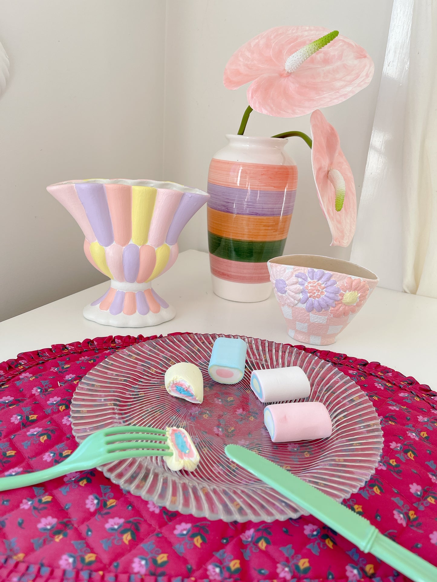 Candy Striped Ceramic Vase
