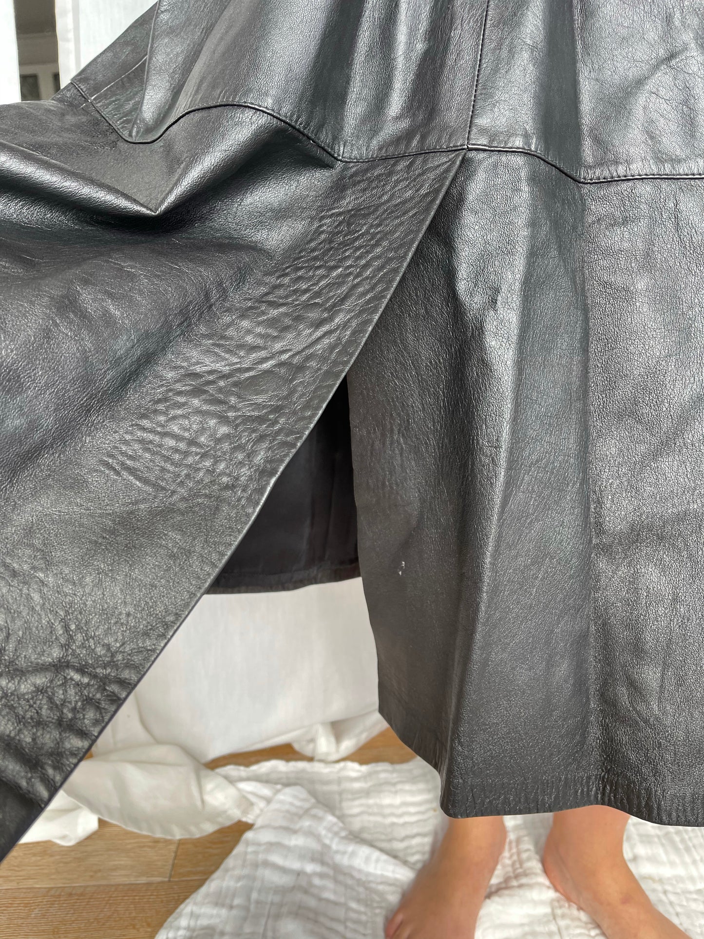 Stunning Black Leather Vintage Skirt