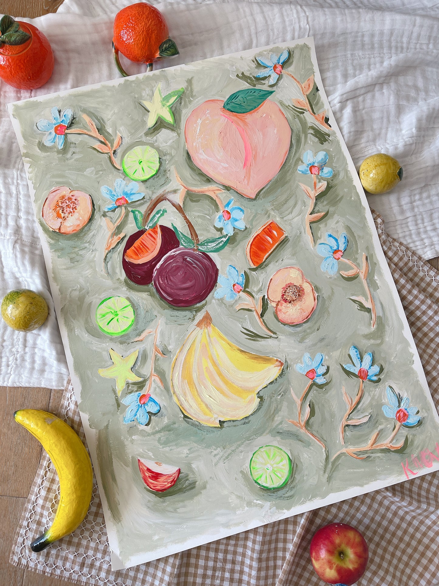 Handpainted Acrylic on Paper ‘Gone Fruity’