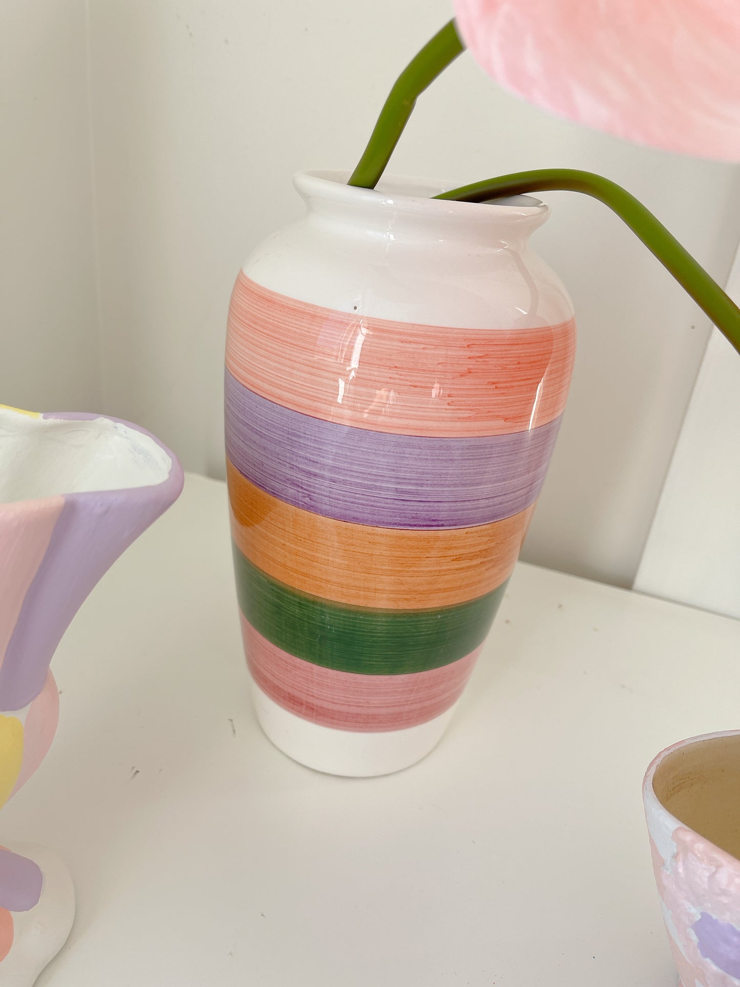 Candy Striped Ceramic Vase