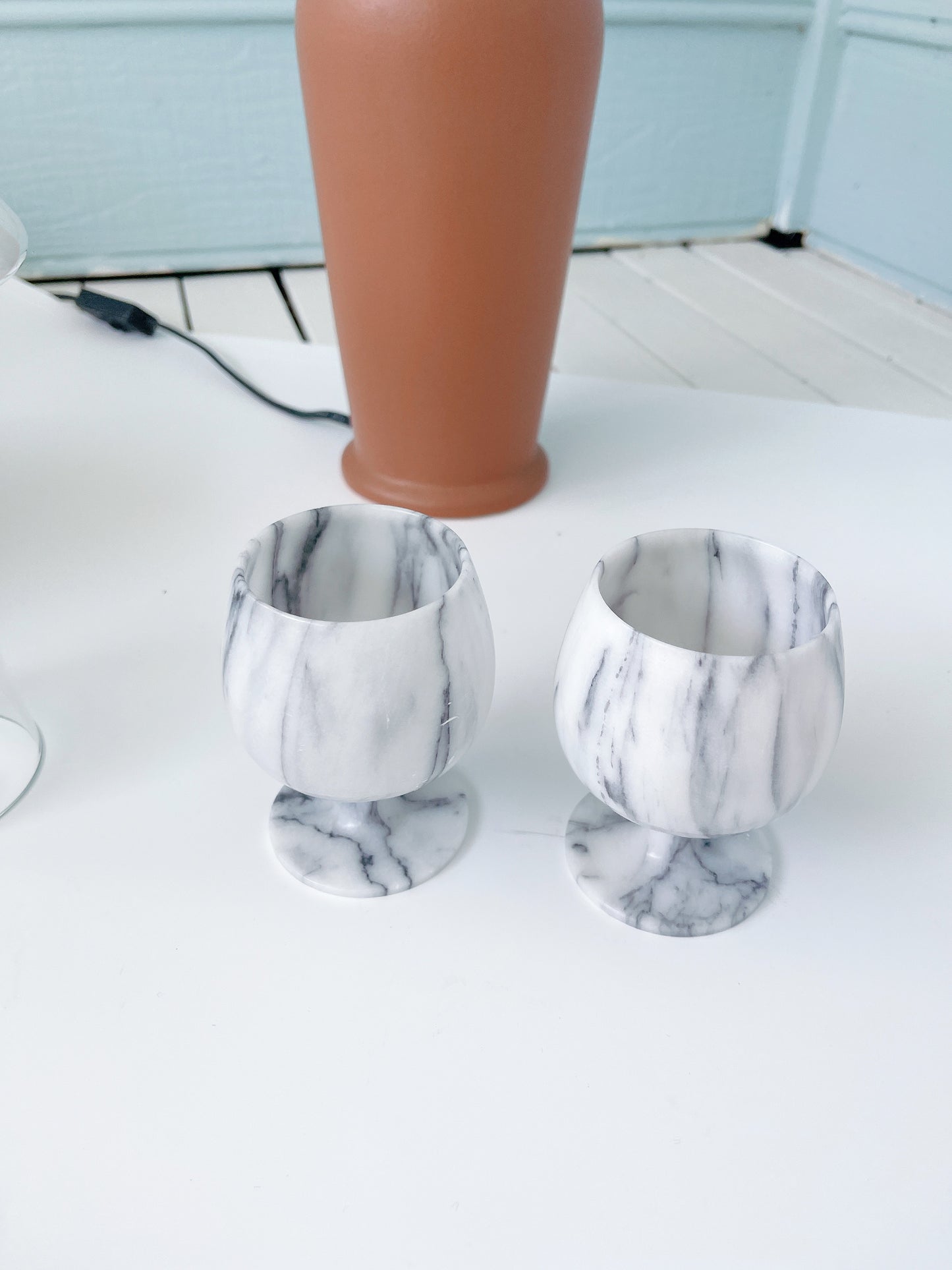 Set 2 Vintage Marble Goblets