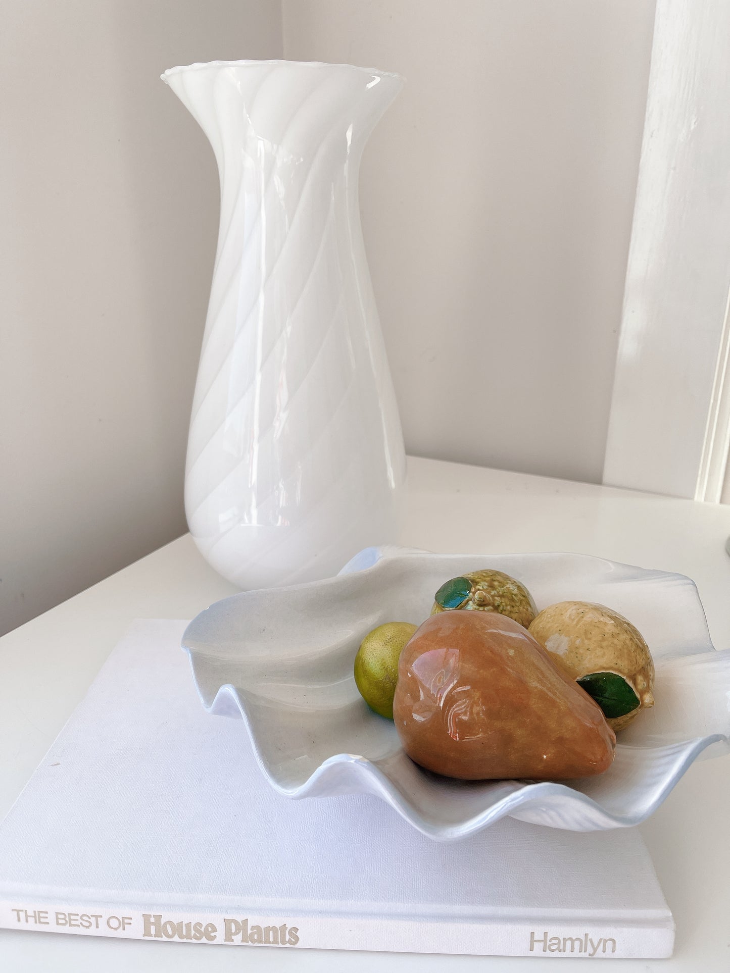Large White Swirl Vase