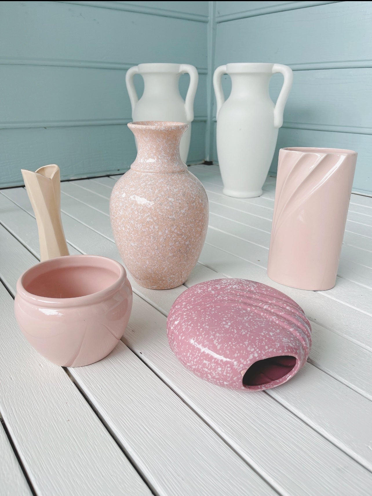 Vintage Peach Speckled Vase