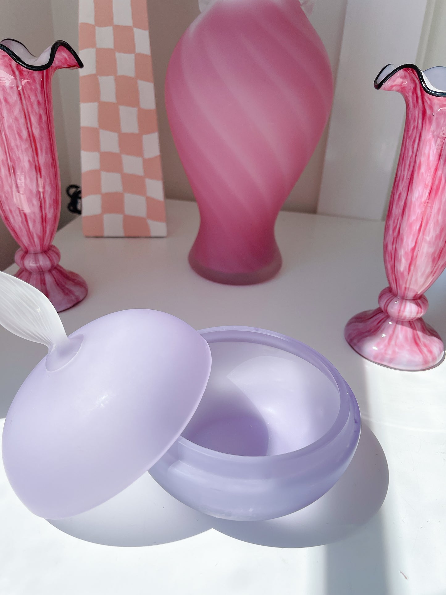 Vintage Frosted Lilac Lidded Compote