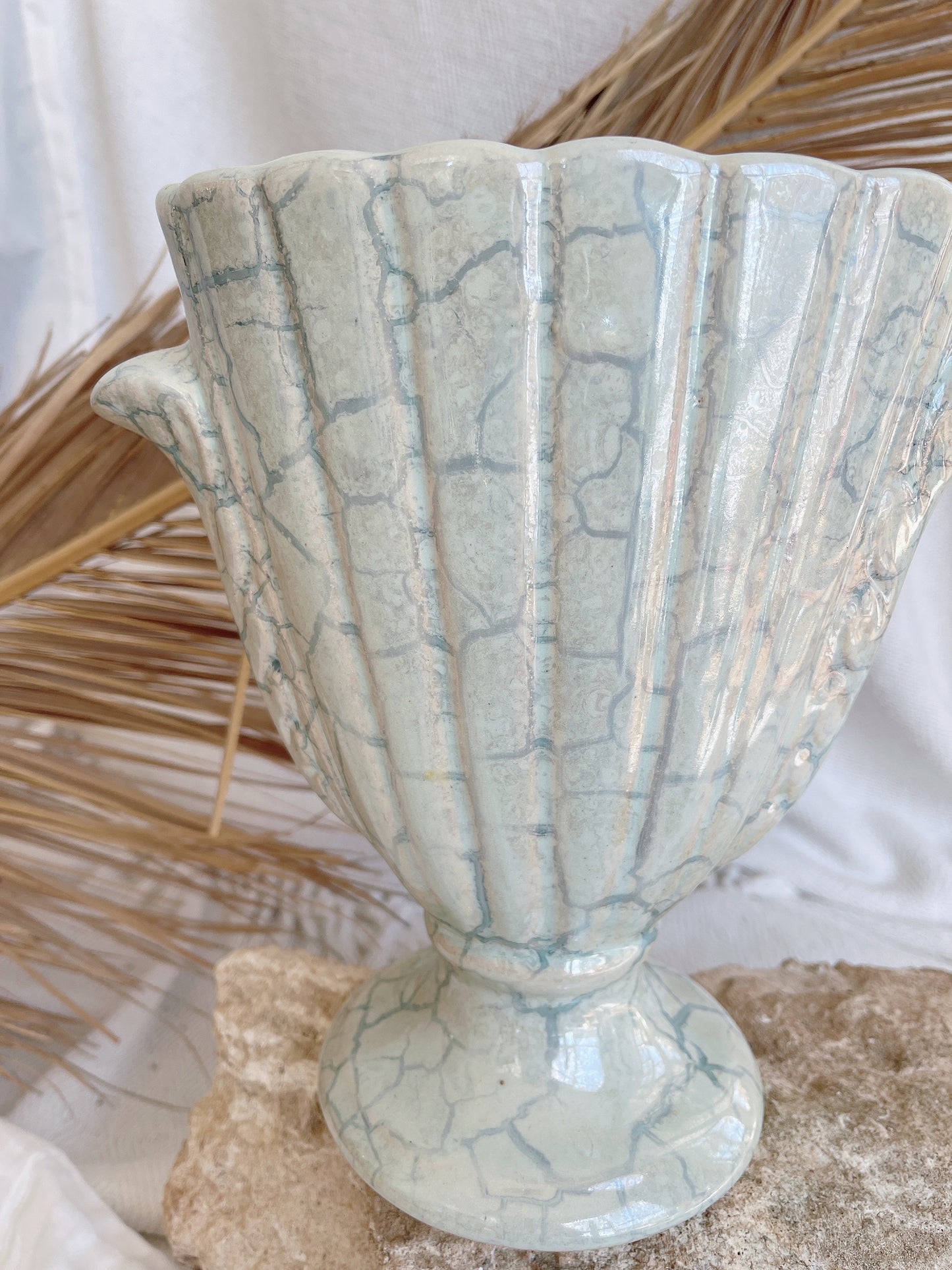 Vintage Pearlescent Pale Blue Vase
