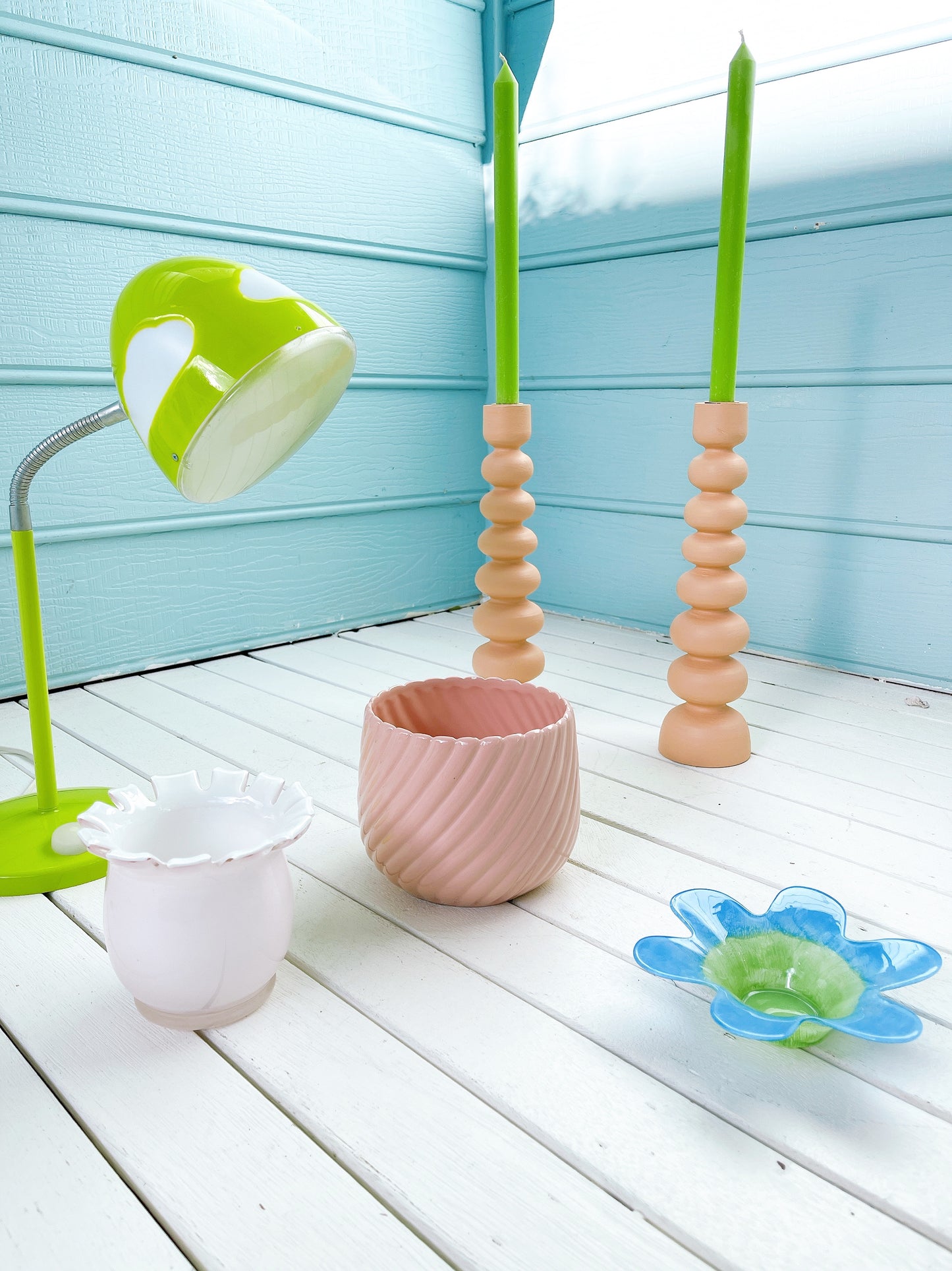Vintage Pink Ribbed Planter