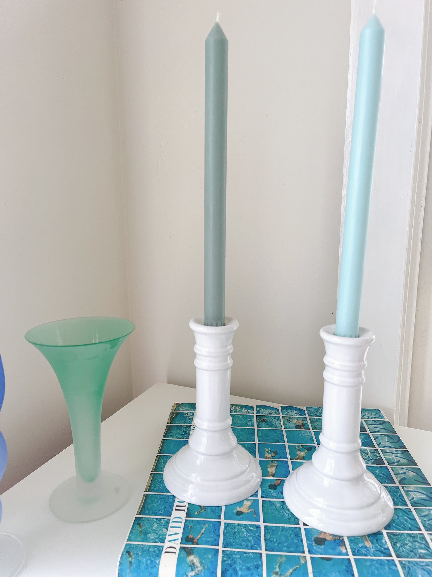 Pair Ceramic Polish Candlestick Holders
