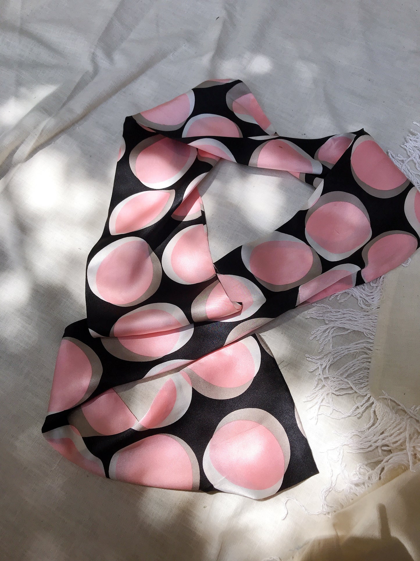 Vintage Black & Pink Vintage Head Scarf