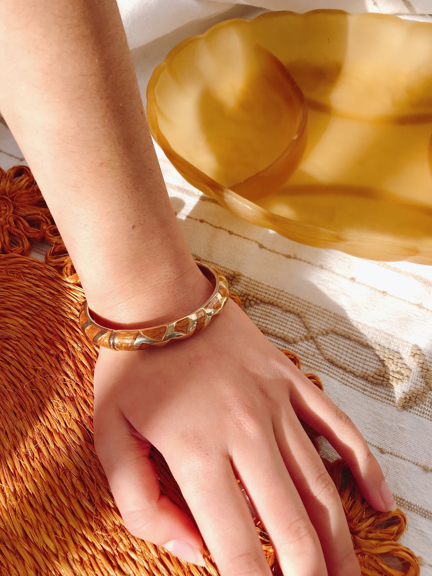 Gold & Camel Clasp Bangle